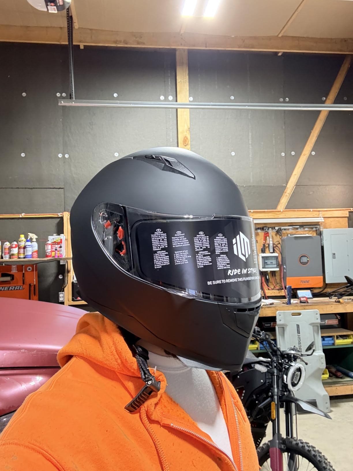 ILM Full Face Motorcycle Street Bike Helmet with Removable Winter Neck Scarf + 2 Visors DOT Model ILM-313 customer photo 1