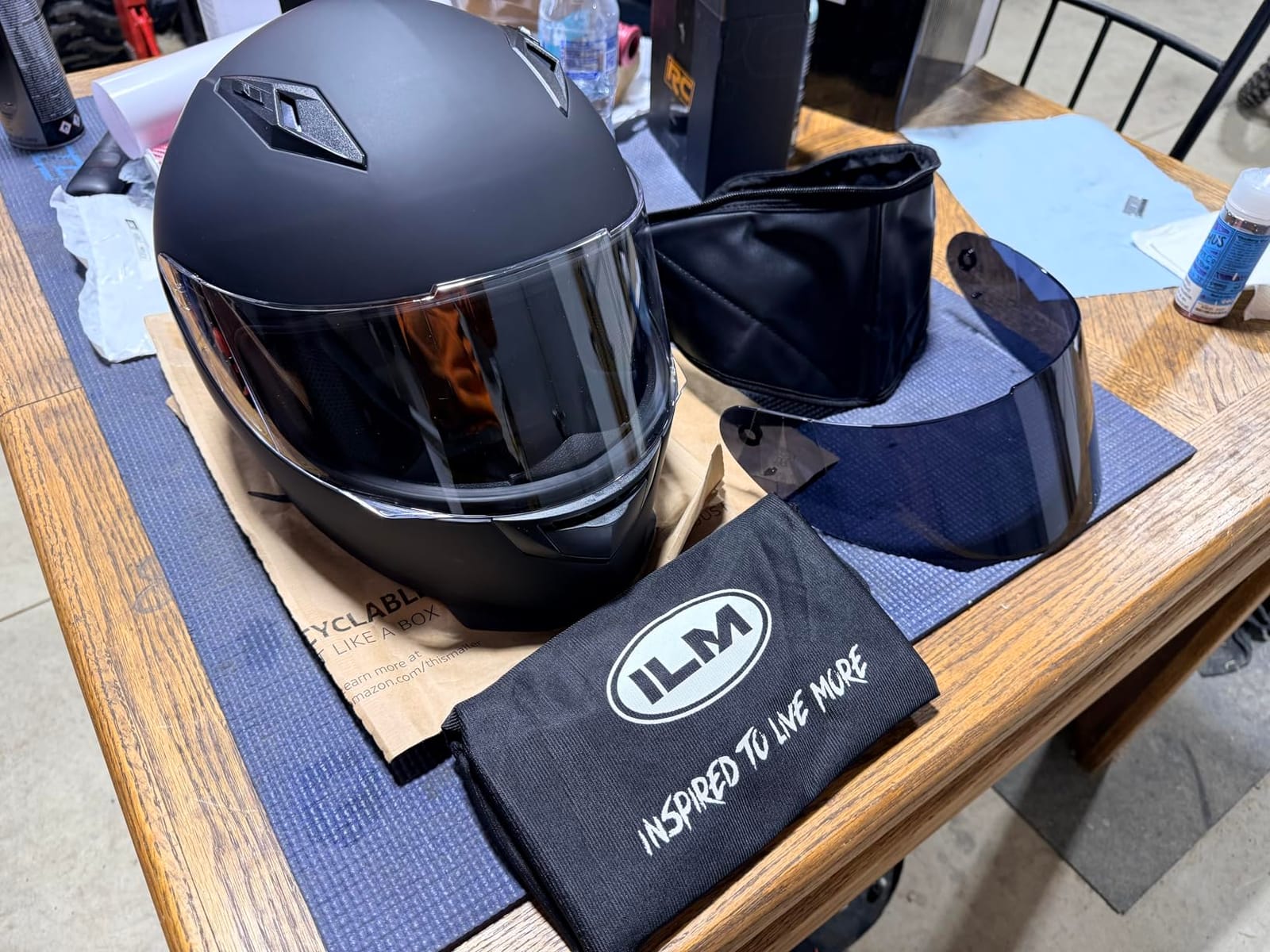 ILM Full Face Motorcycle Street Bike Helmet with Removable Winter Neck Scarf + 2 Visors DOT Model ILM-313 customer photo 2