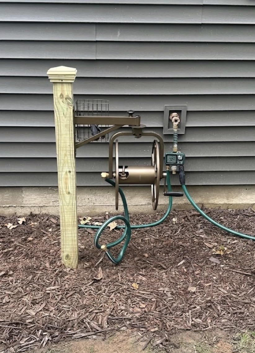 Liberty GARDEN 712 Single Arm Navigator Multi-Directional Garden Hose Reel, Holds 125-Feet of 5/8-Inch, Bronze customer photo 2
