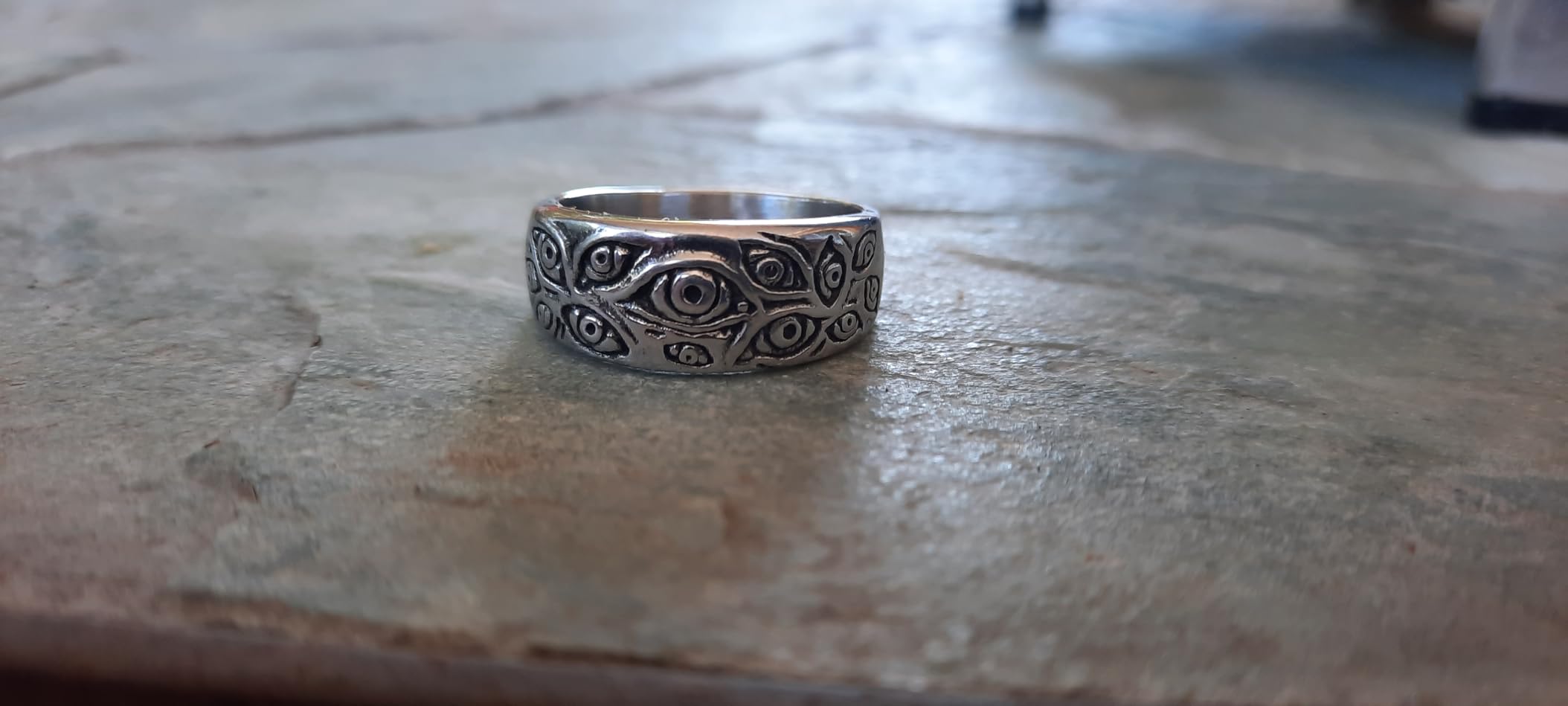 Men's Vintage Engraved Eye of God Ring Black Gold Silver Tone customer photo 1