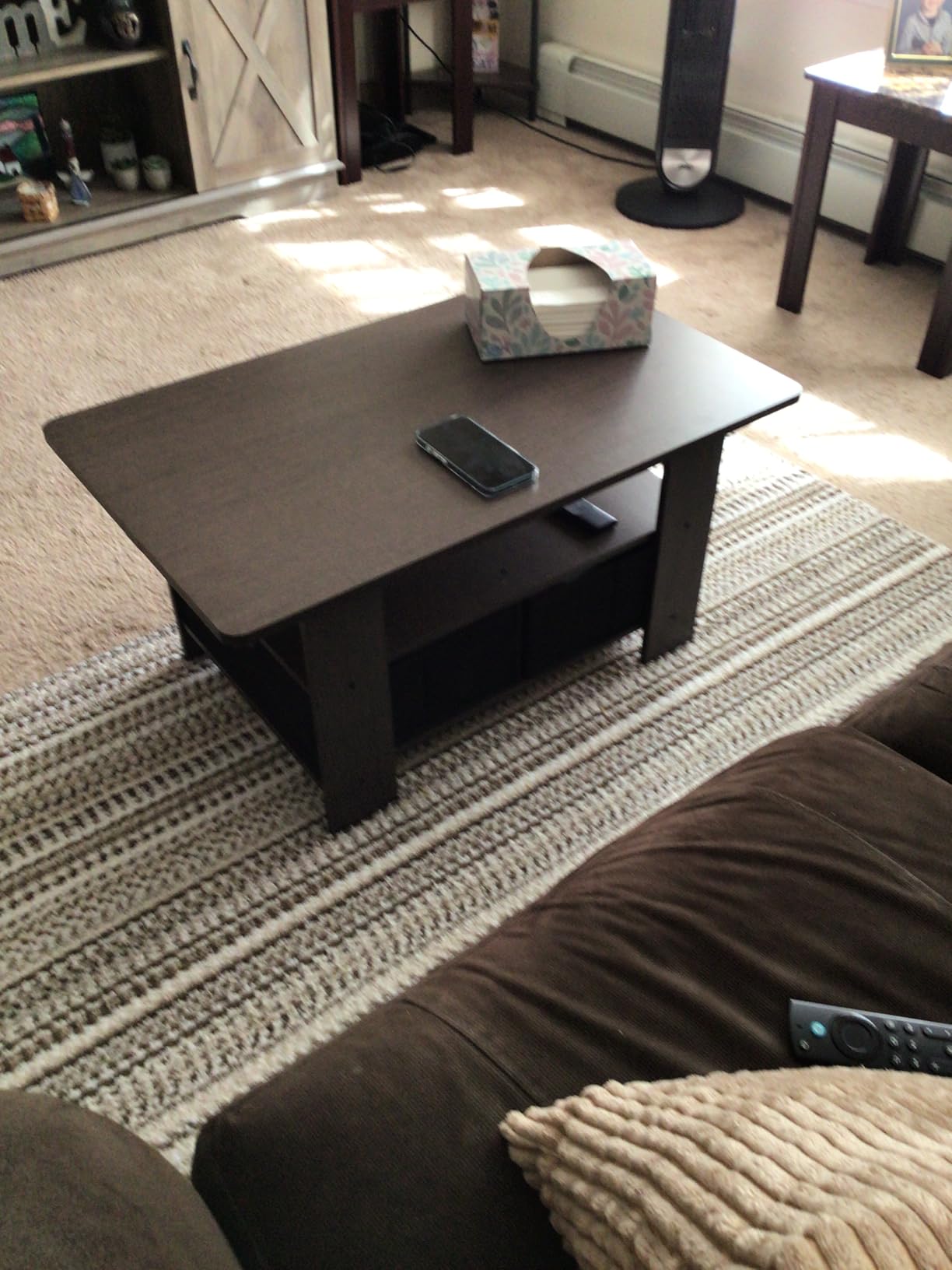 Furinno Andrey Coffee Table with Bin Drawer, French Oak Grey/Black | 2x Bin Drawers, Soft-Corner, Rectangular Side Table for Living Room, Bedroom, Home Office customer photo 1