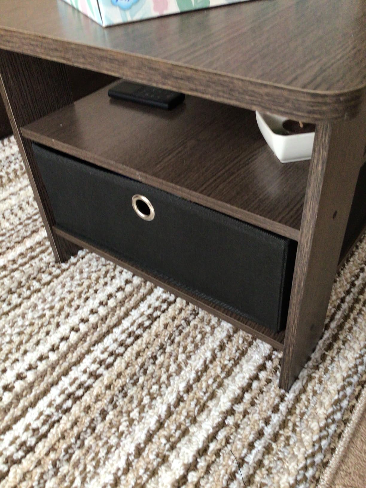 Furinno Andrey Coffee Table with Bin Drawer, French Oak Grey/Black | 2x Bin Drawers, Soft-Corner, Rectangular Side Table for Living Room, Bedroom, Home Office customer photo 2