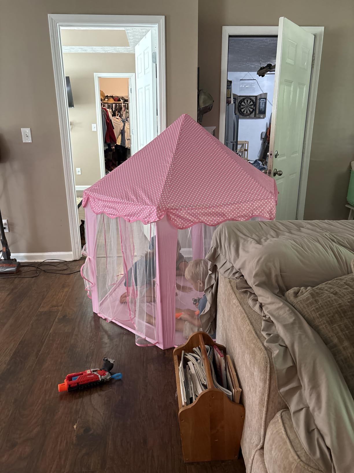 Monobeach Princess Tent Girls Large Playhouse Kids Castle Play Tent with Star Lights Toy for Children Indoor and Outdoor Games, 55'' x 53'' (DxH) customer photo 1