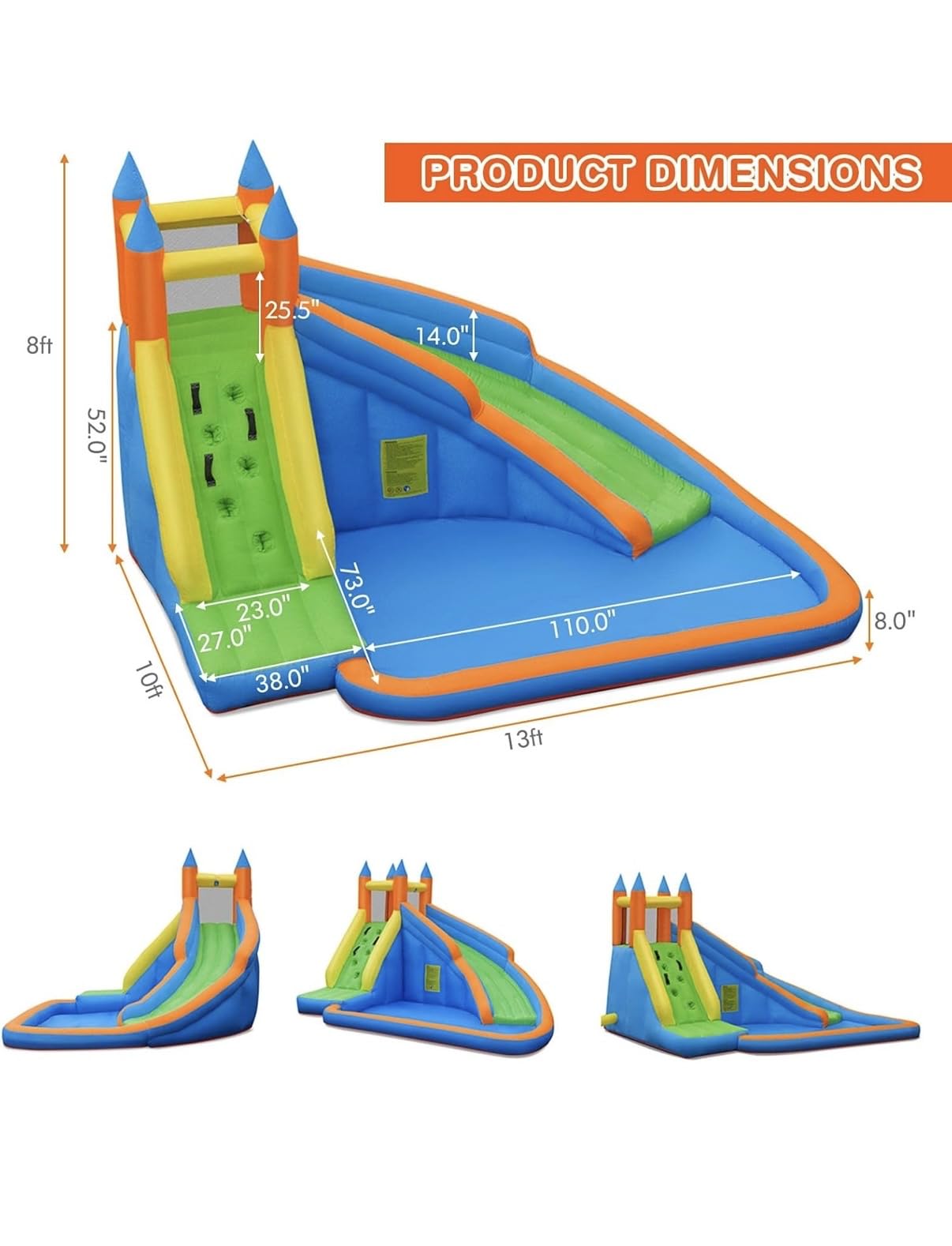 Costzon Inflatable Water Slide, Giant Bouncy Water Park Jump Castle Waterslide for Kids Backyard Outdoor Fun with Climbing Wall, Splash Pool, Blow up Water Slides Inflatables for Kids Party Gifts customer photo 2
