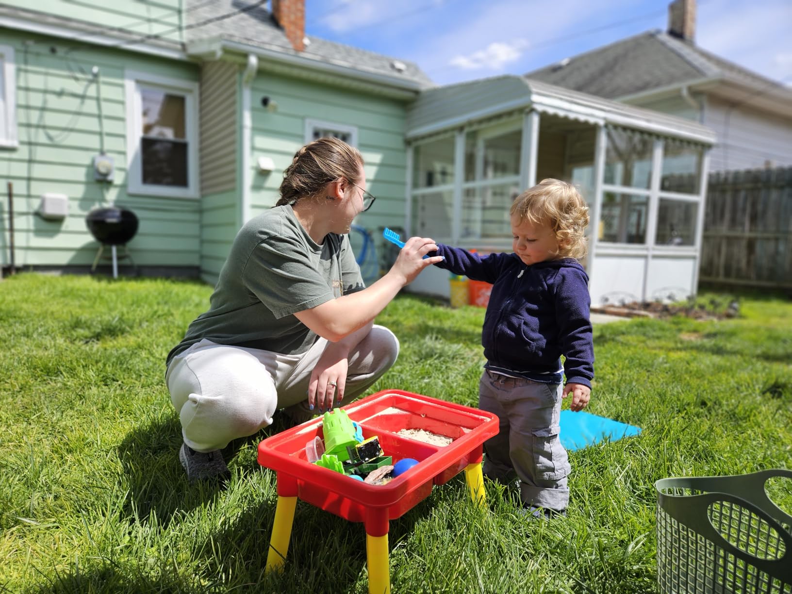 Kidoozie - Sand 'n Splash Activity Table | Scoop, pour and build at stand-up height - dual sensory bins with a cover for backyard mornings or playroom days, Ages 2+ customer photo 1