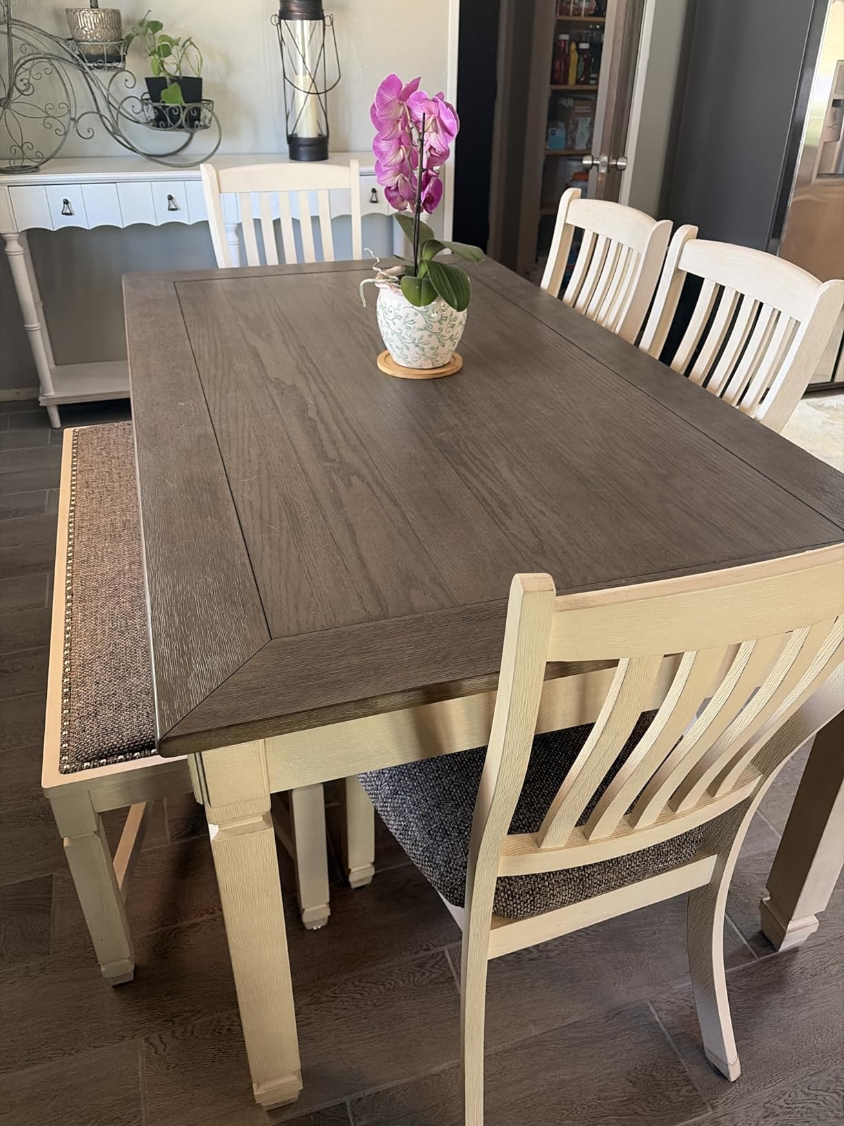 Signature Design by Ashley Bolanburg Dining Table, 2-Tone Farmhouse Dining Room Table With 6 Built-In Storage Drawers, Wood & Engineered Wood Construction, Seats Up To 6, Antique White/Weathered Oak customer photo 1