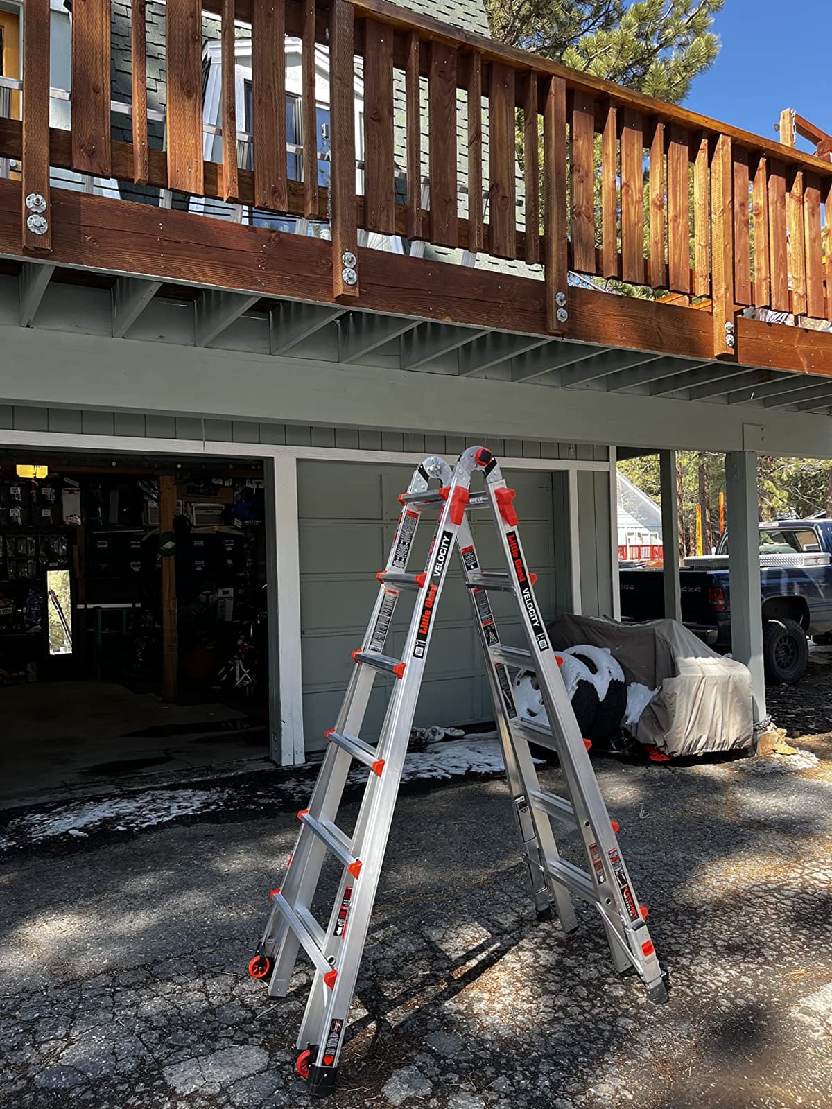 Little Giant Ladders Velocity 17-Ft Folding Multi-Position Ladder, Aluminum, 300 lb Load Capacity, Type 1A Extra Heavy Duty, 18-Ft Reach, with Ratchet Levelers and Wheels (15417-801) customer photo 1