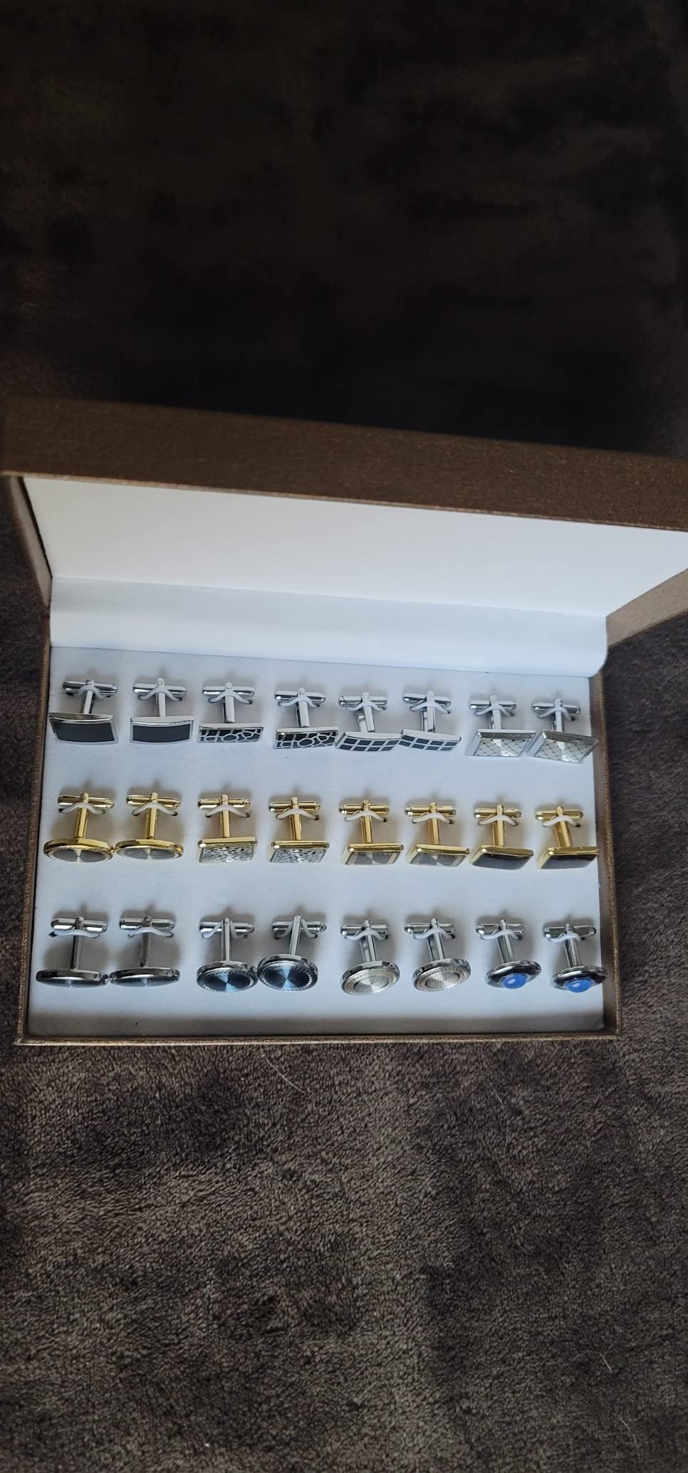 12 Pairs Cufflinks for Men Set - Father's Day Gifts for Men - Cuff Links Black Suit Tuxedo Shirt Wedding Business Groom Formal - Elegant Box Jewelry Set customer photo 1