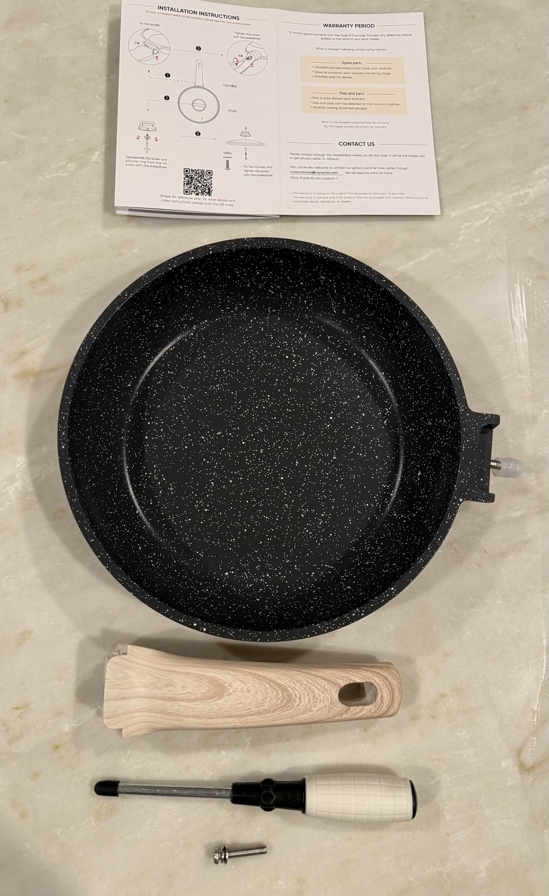 CAROTE Nonstick Frying Pan Skillet, Non Stick Granite Fry Pan Egg Pan Omelet Pans, Stone Cookware Chef's Pan, PFOA Free, Induction Compatible (Classic Granite, 8-Inch) customer photo 1