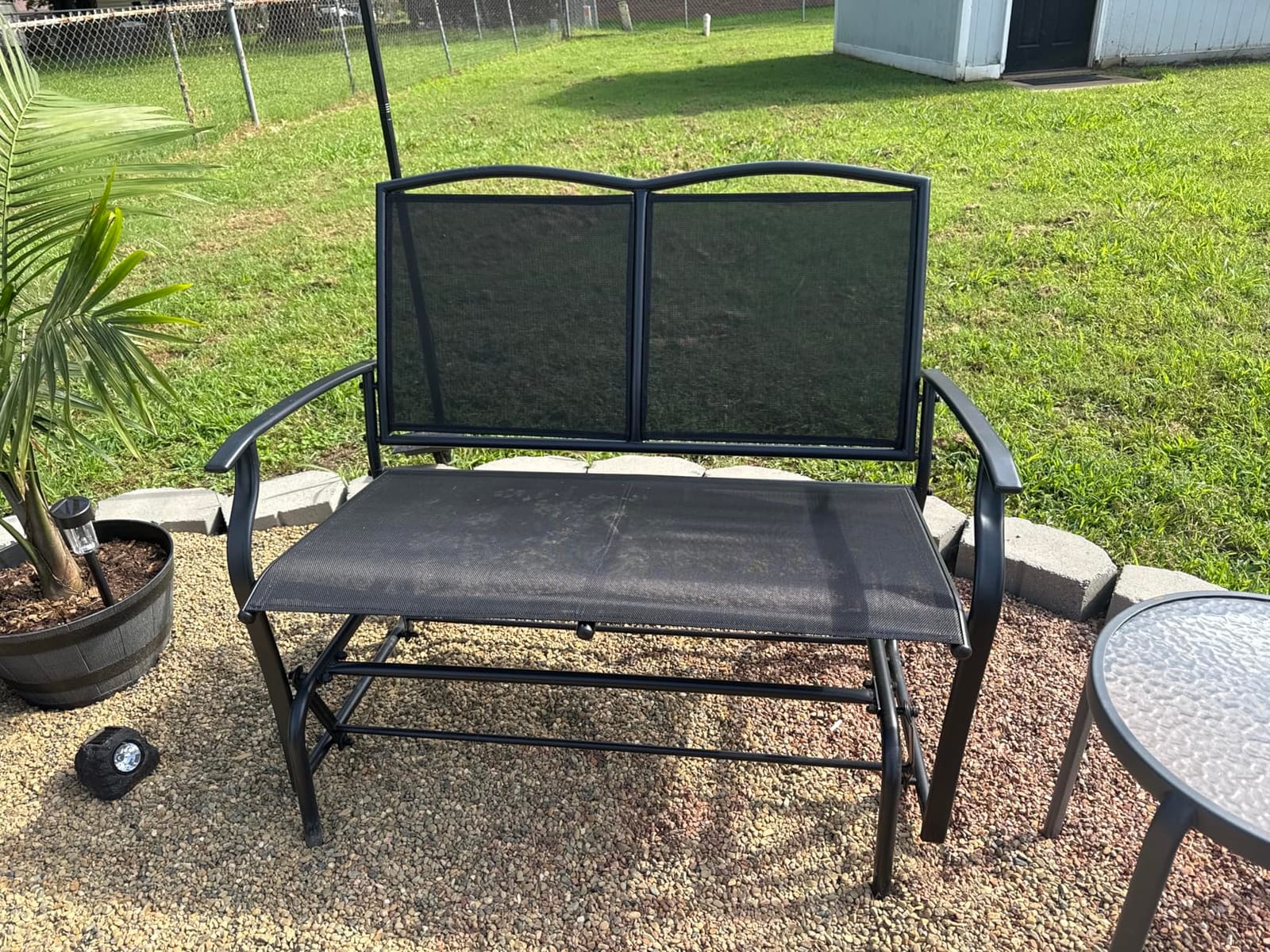 Best Choice Products 2-Person Outdoor Patio Swing Glider Steel Bench Loveseat Rocker for Deck, Porch w/Textilene Fabric, Steel Frame - Brown customer photo 2