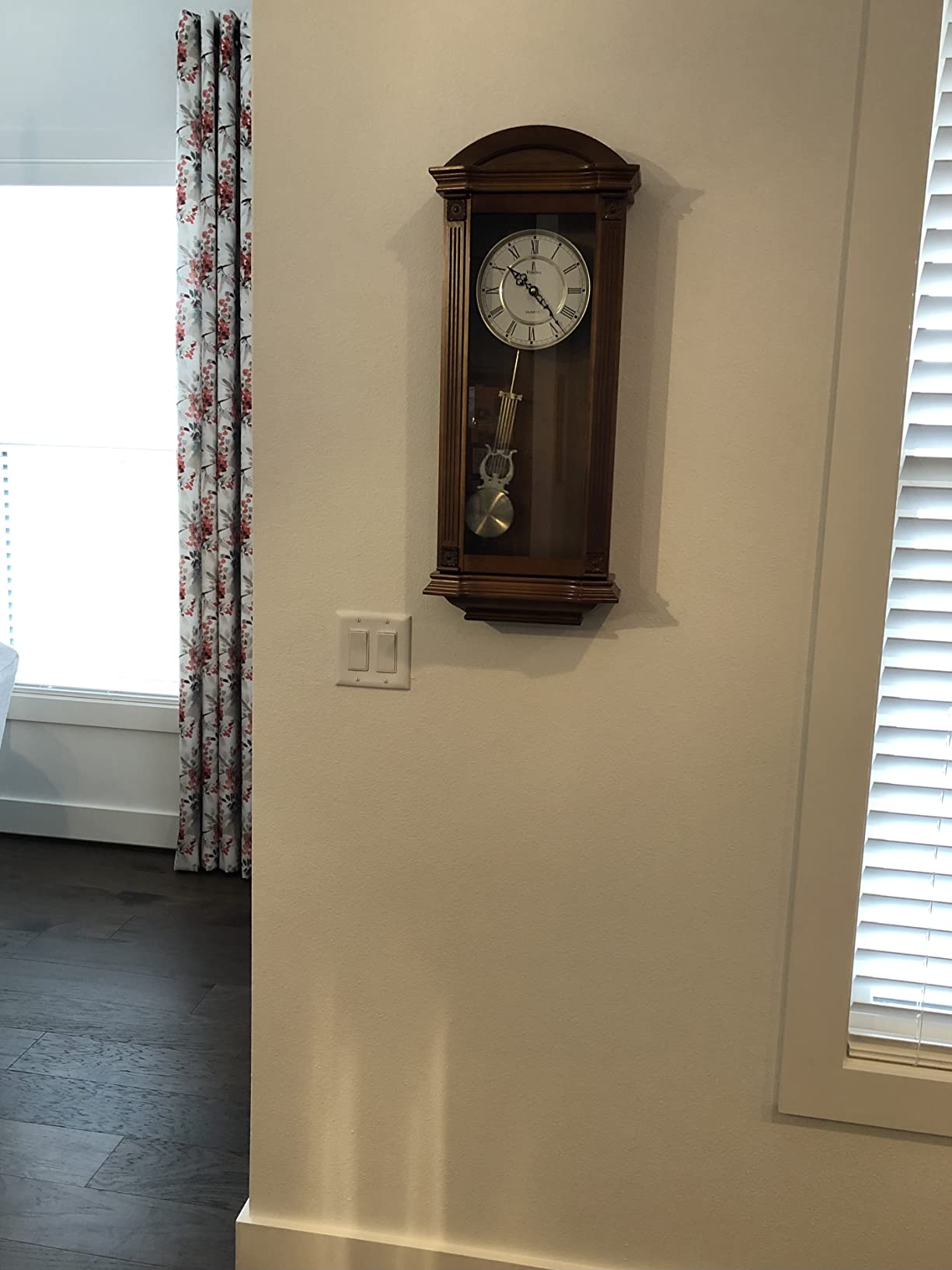 Pendulum Wall Clock, Large Hanging Wooden Grandfather Wall Clock, Quiet | Real Wood Clock 27x11, Non-Chiming Battery Operated with Pendulum, Living Room Decor, Office, Entryway, Home Decor Gift customer photo 2
