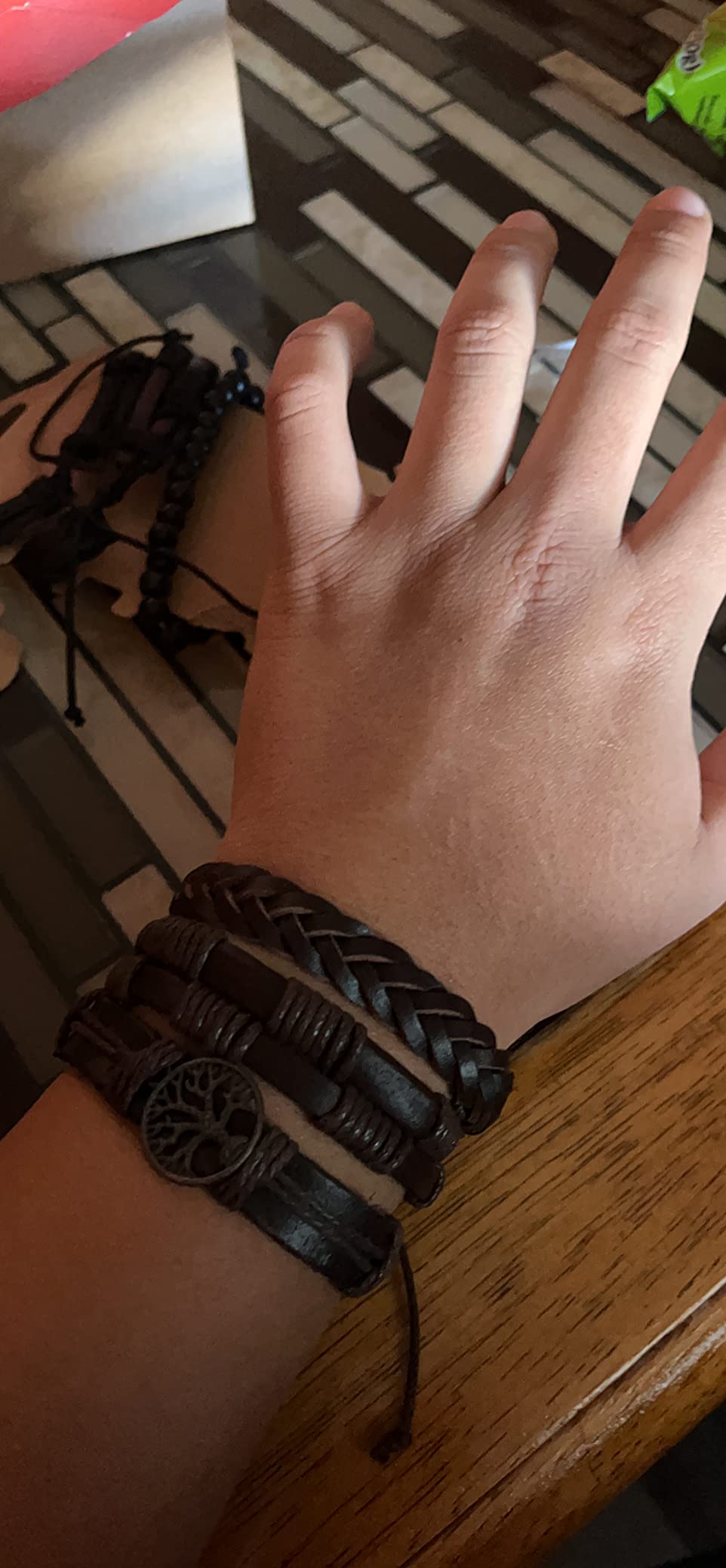 HZMAN Genuine Leather Tree of life Bracelets for Men Women customer photo 2