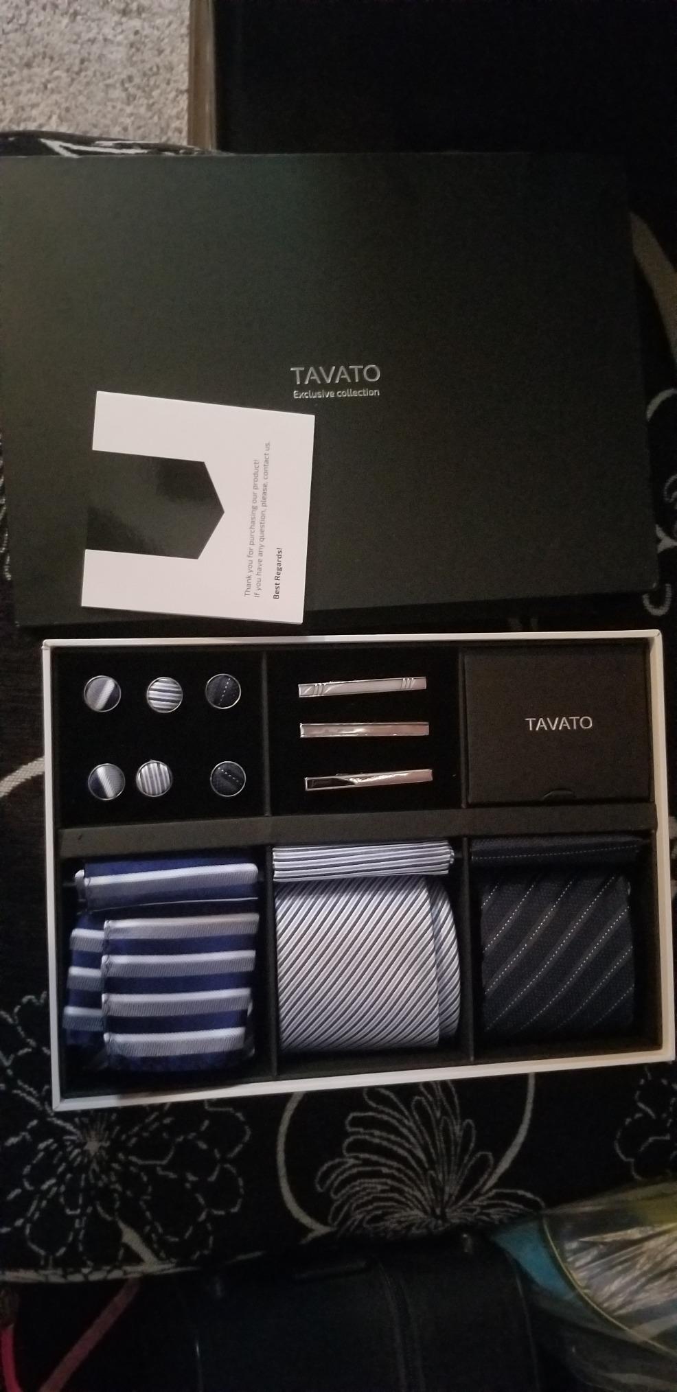 Premium Men's Gift Tie Set Silky Necktie Pocket Squares Tie Clips Cufflinks For Men customer photo 2