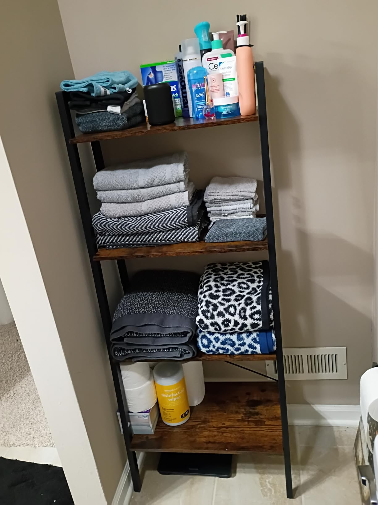 VASAGLE BARNET Collection - Ladder Shelf, Bookshelf, Storage Rack, Modern Bookcase for Living Room Home Office Kitchen, Steel Frame, 4-Tier, 22-Inch Wide, Rustic Brown and Ink Black ULLS44X customer photo 2
