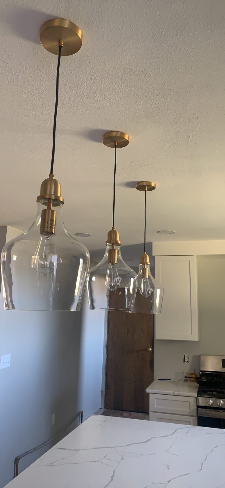 INK+IVY Auburn Pendant Lighting for Dining Room, Industrial Kitchen Lights, Hand-blown Glass Bell Shaped Pendant Light for Kitchen Island, Foyer, Bedroom, Gold/Clear customer photo 1