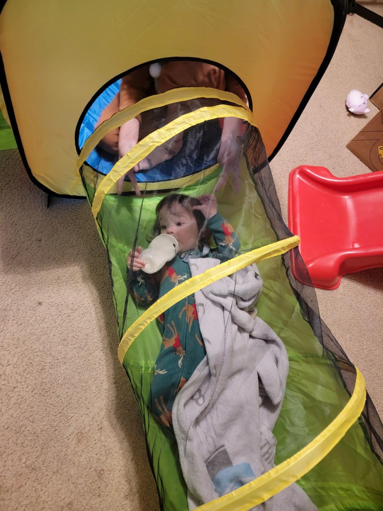 UTEX 8 in 1 Pop Up Kids Play Tent with 4 Tunnel, Indoor/Outdoor Playhouse | Baby Tunnel, Tunnel Toys for Toddlers 1-3, Primary Color Style, Tear-resistant Fabric,1 year old boy gifts customer photo 1