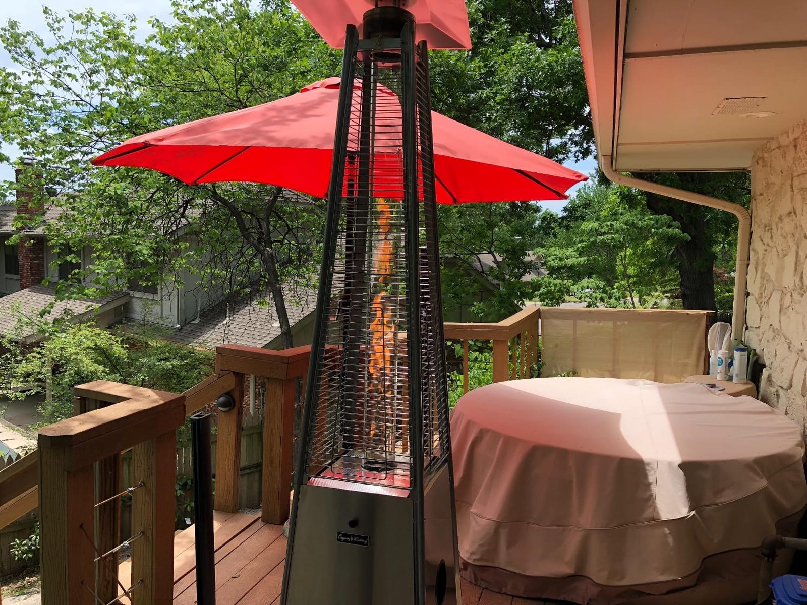 LEGACY HEATING Quartz Glass Tube Patio Heater, Outdoor Heater | Standing heater with visual flame, 40000 BTU, Stainless steel construction, For garden and patio use customer photo 2