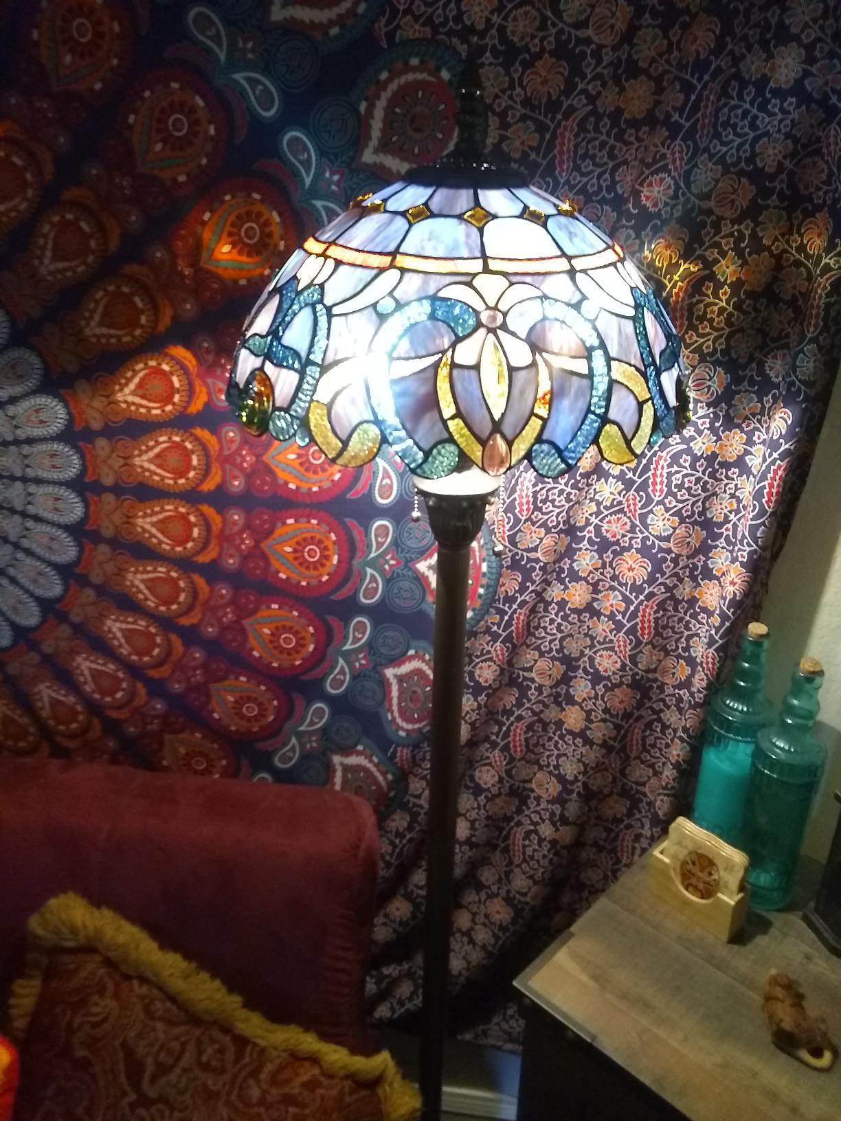 WERFACTORY Tiffany Floor Lamp Stained Glass Standing Reading Light 64