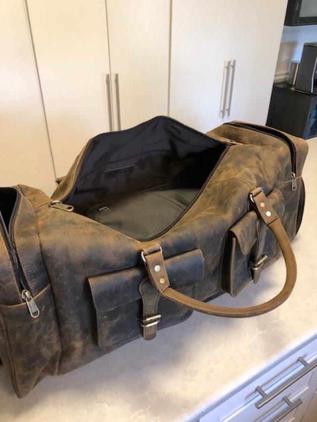 KomalC 28 Inch Leather Duffle Bag for Men & Women, Travel Gym Holdall customer photo 2