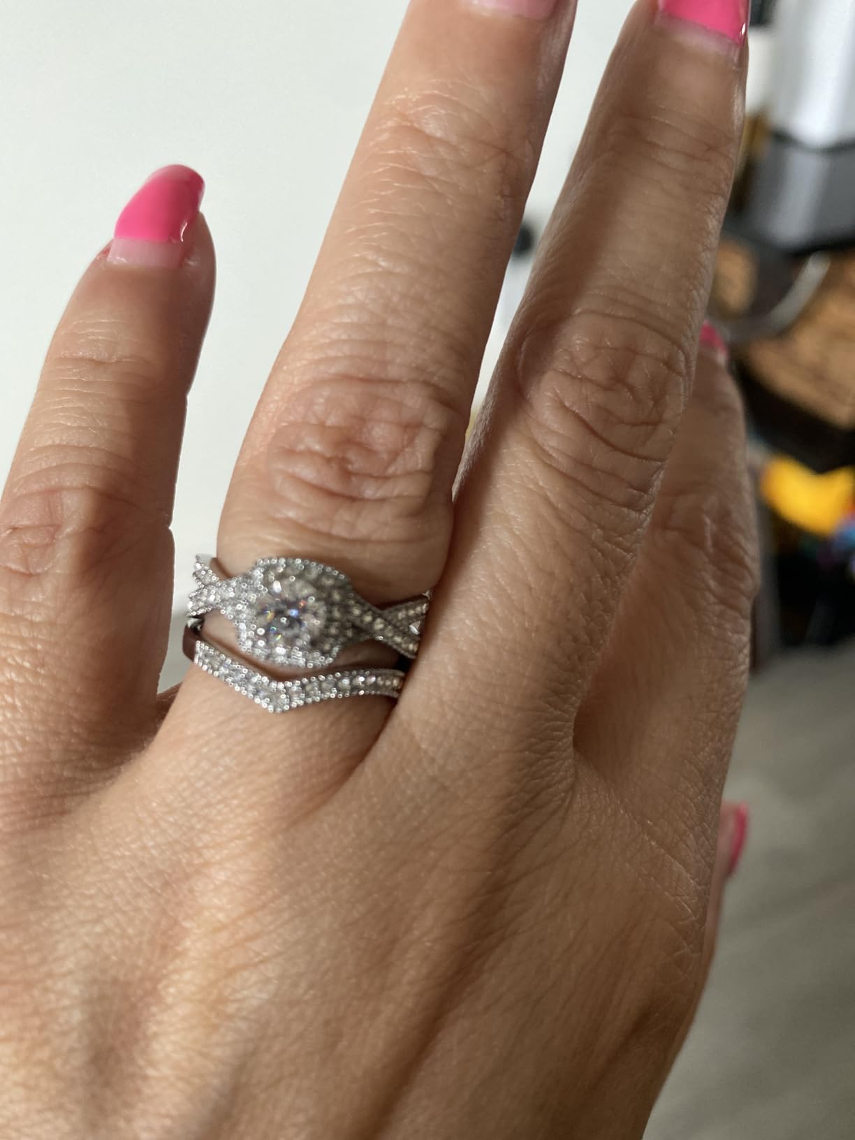 Stainless Steel Rings for Women Infinity Wedding Set Round CZ Cubic Zirconia Halo Engagement Bridal Jewelry Set customer photo 2