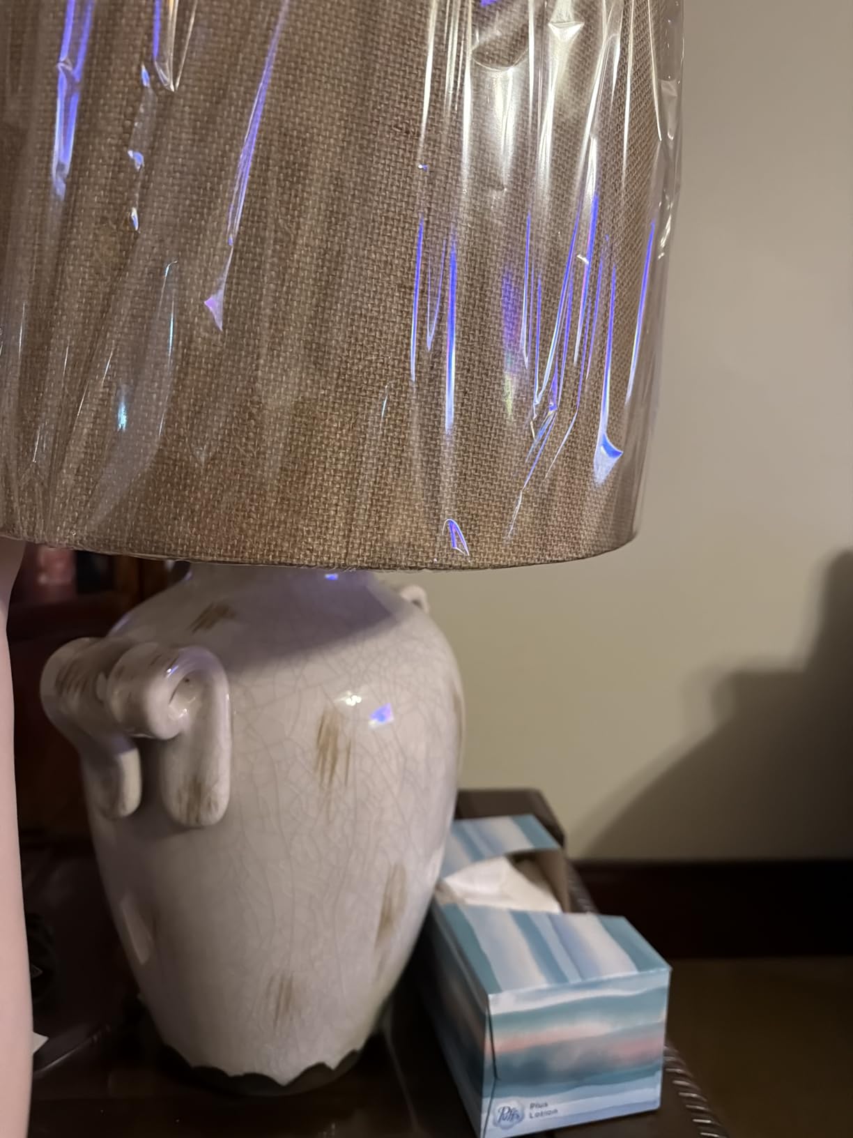 Signature Design by Ashley 27-Inch Farmhouse Ceramic Table Lamp, Cream | Antiqued crackle-glazed ceramic, Heavyweight 10 lbs base, Light fabric drum shade, Emelda Series customer photo 2
