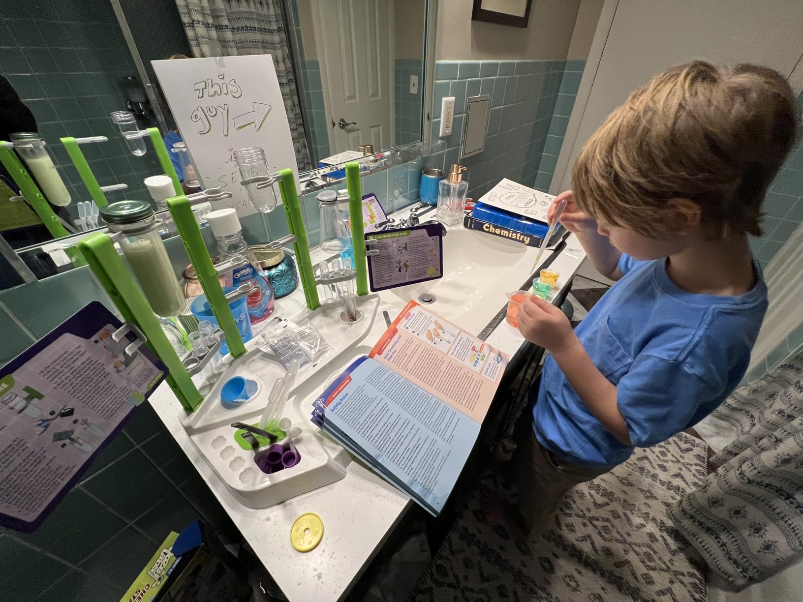 Thames & Kosmos Ooze Labs Chemistry Station Science Experiment Kit, 20 Non-Hazardous Experiments Including Safe Slime, Chromatography, Acids, Bases & More, Multi-Color customer photo 1