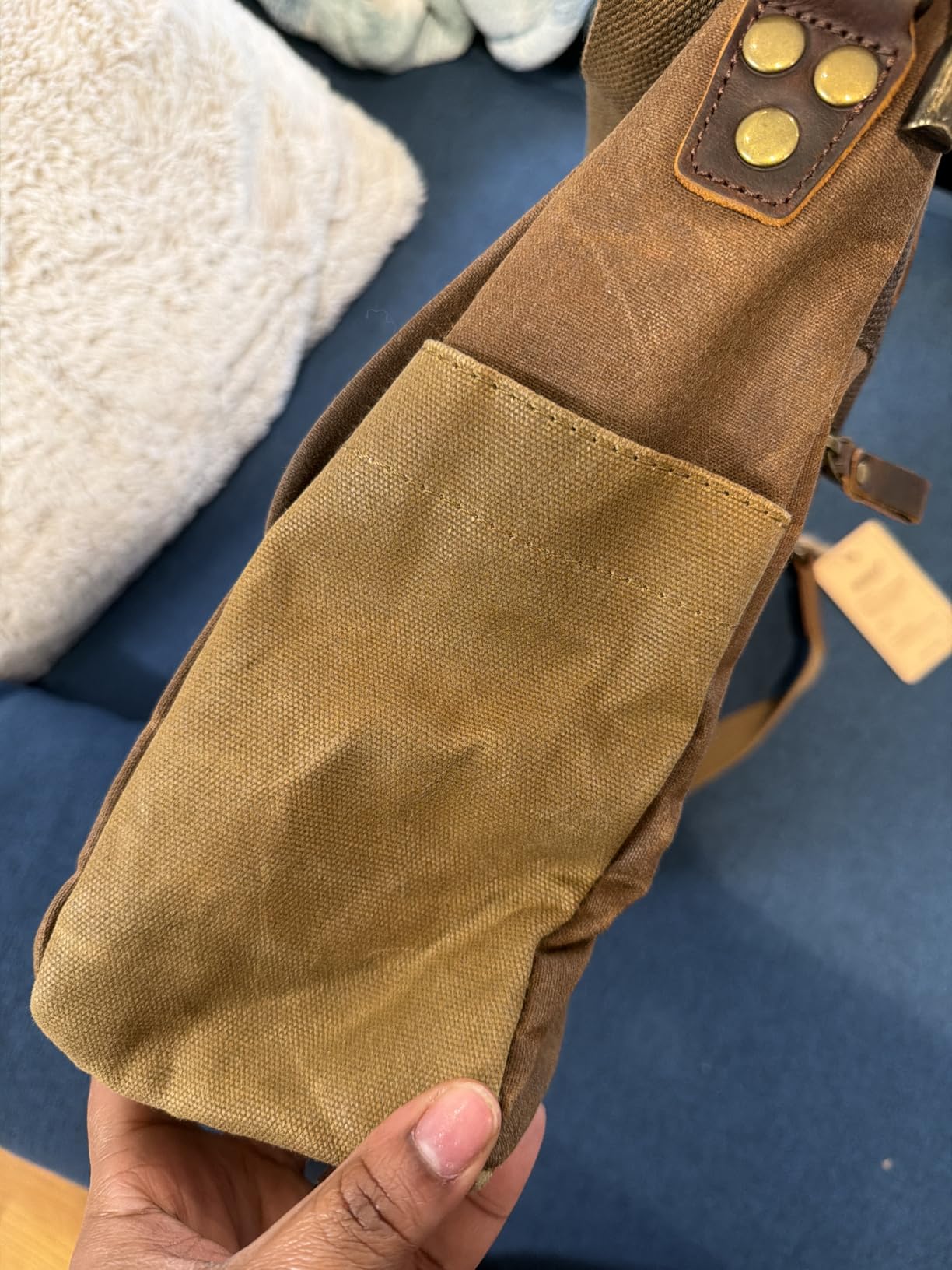 NEWHEY Mens Messenger Bag 15.6 Inch Business Office Work Briefcase Brown | Waterproof, Vintage Genuine Leather, Waxed Canvas, Large Satchel Shoulder Bag, Rugged Leather Computer Laptop Bag customer photo 2
