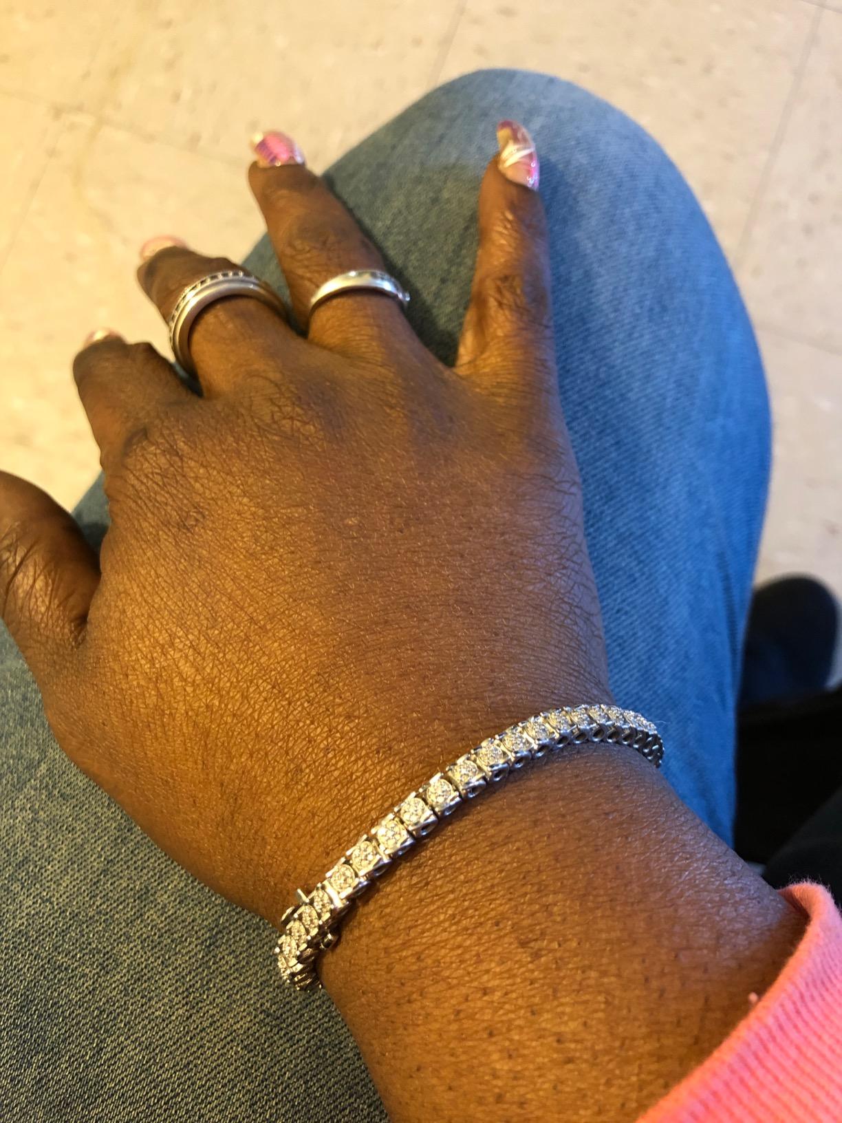 Ross-Simons 1.00 ct. t.w. Diamond Cluster Tennis Bracelet in Sterling Silver customer photo 1