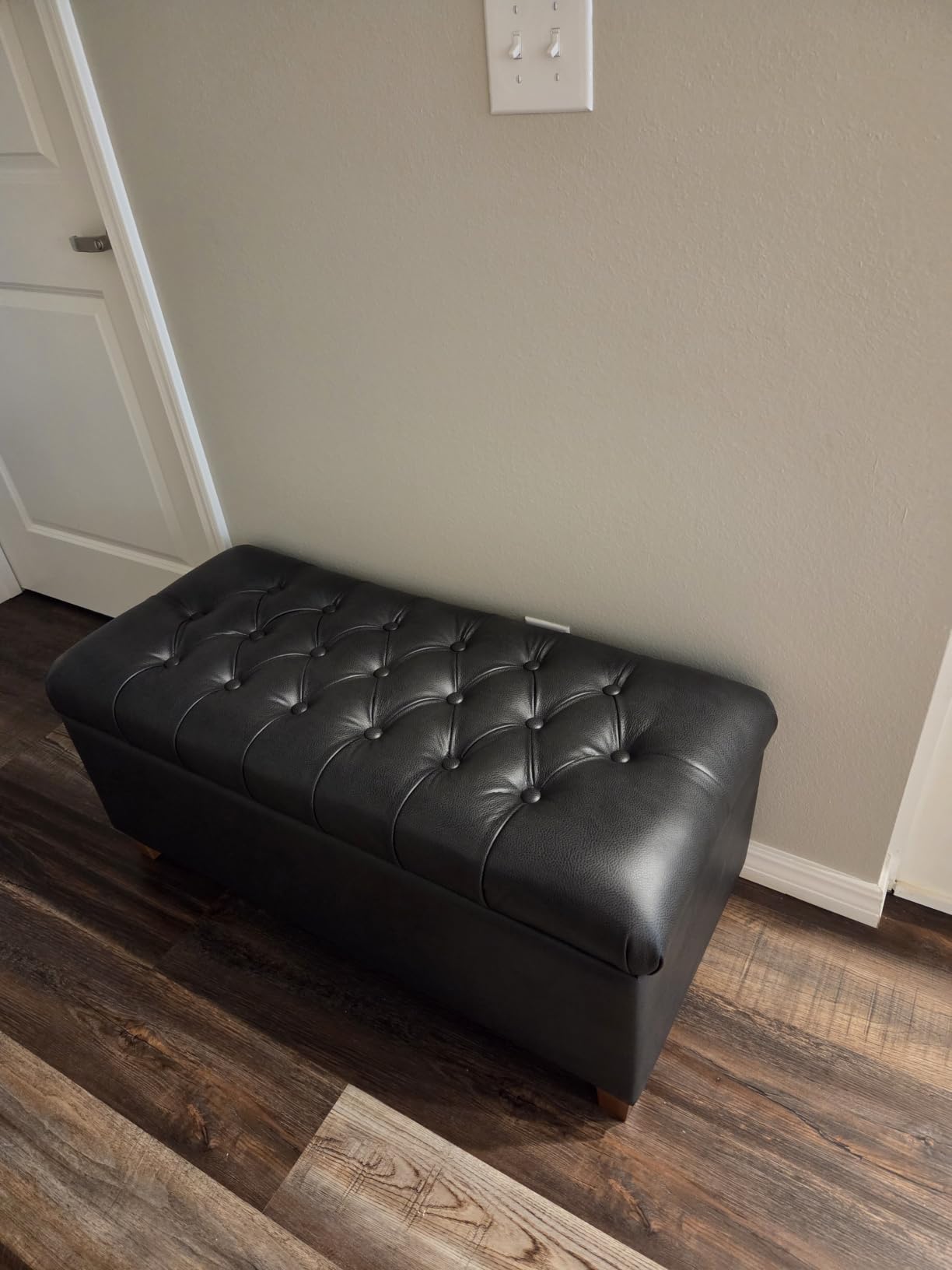 Homepop Home Decor | Tufted Ainsley Button Storage Ottoman Bench with Hinged Lid | Ottoman Bench with Storage for Living Room & Bedroom, Grey customer photo 1