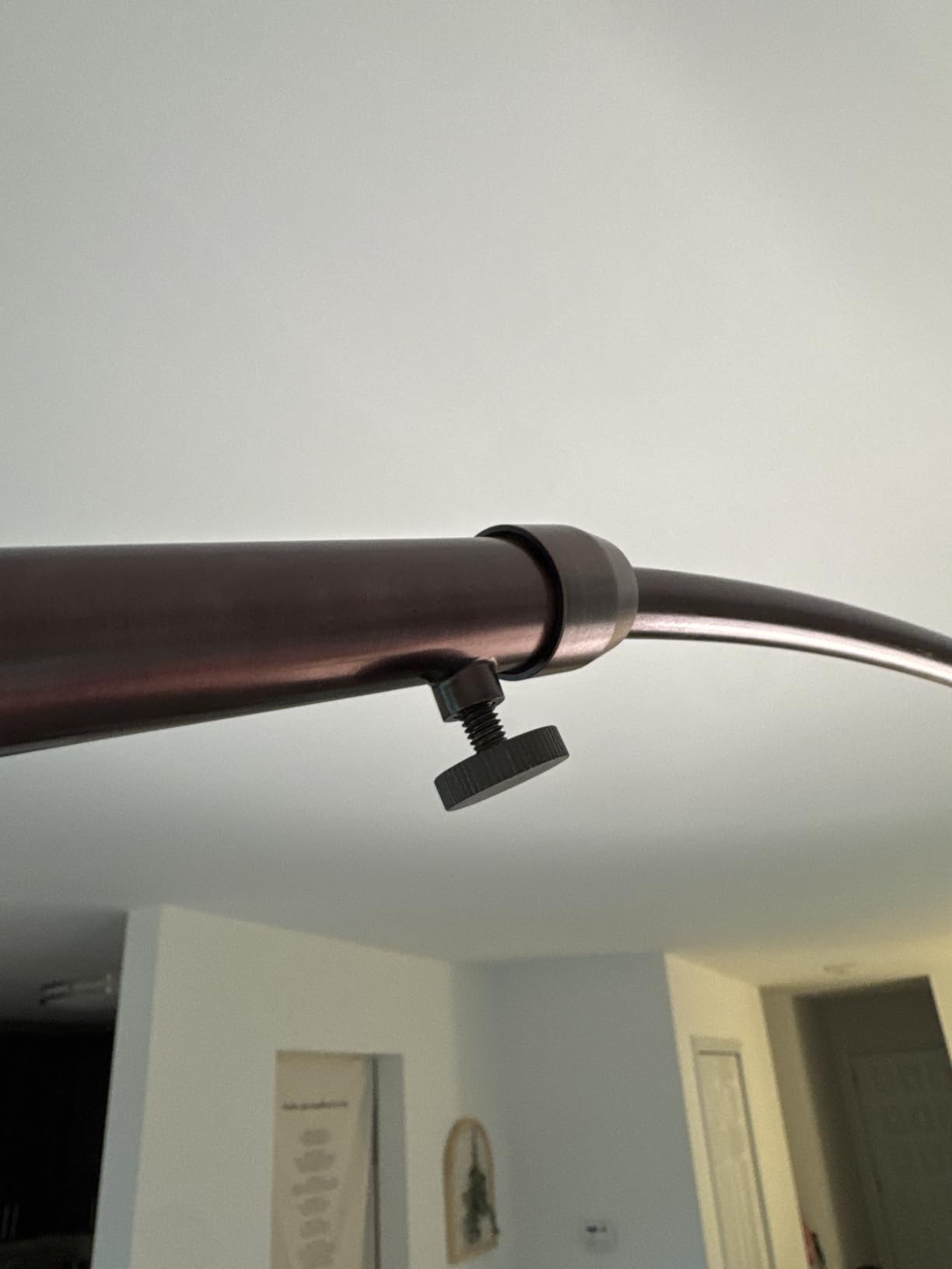 Brightech Mason Arc Floor Lamp - Modern Corner Standing Lamp with Unique Hanging Drum Lamp Shade for Living Room - Bright Overhead, Curved Hanging Light for Bedroom. Library, Den - Bronze customer photo 1