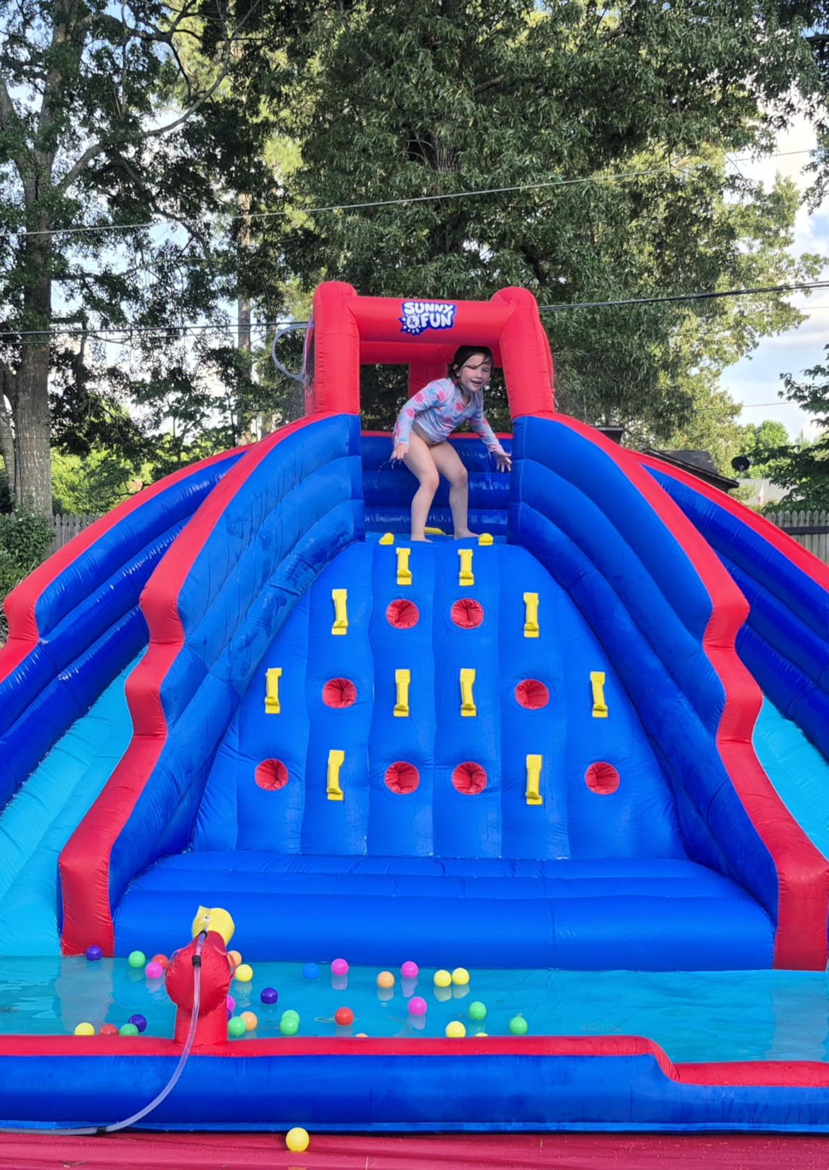SUNNY & FUN Ultra Climber Inflatable Water Slide Park with Two Slides, Heavy-Duty Oxford Blow-Up Water Park for Kids Backyard, Climbing Wall, Splash Pool, Air Blower & Bag, Easy Setup & Drainage customer photo 1