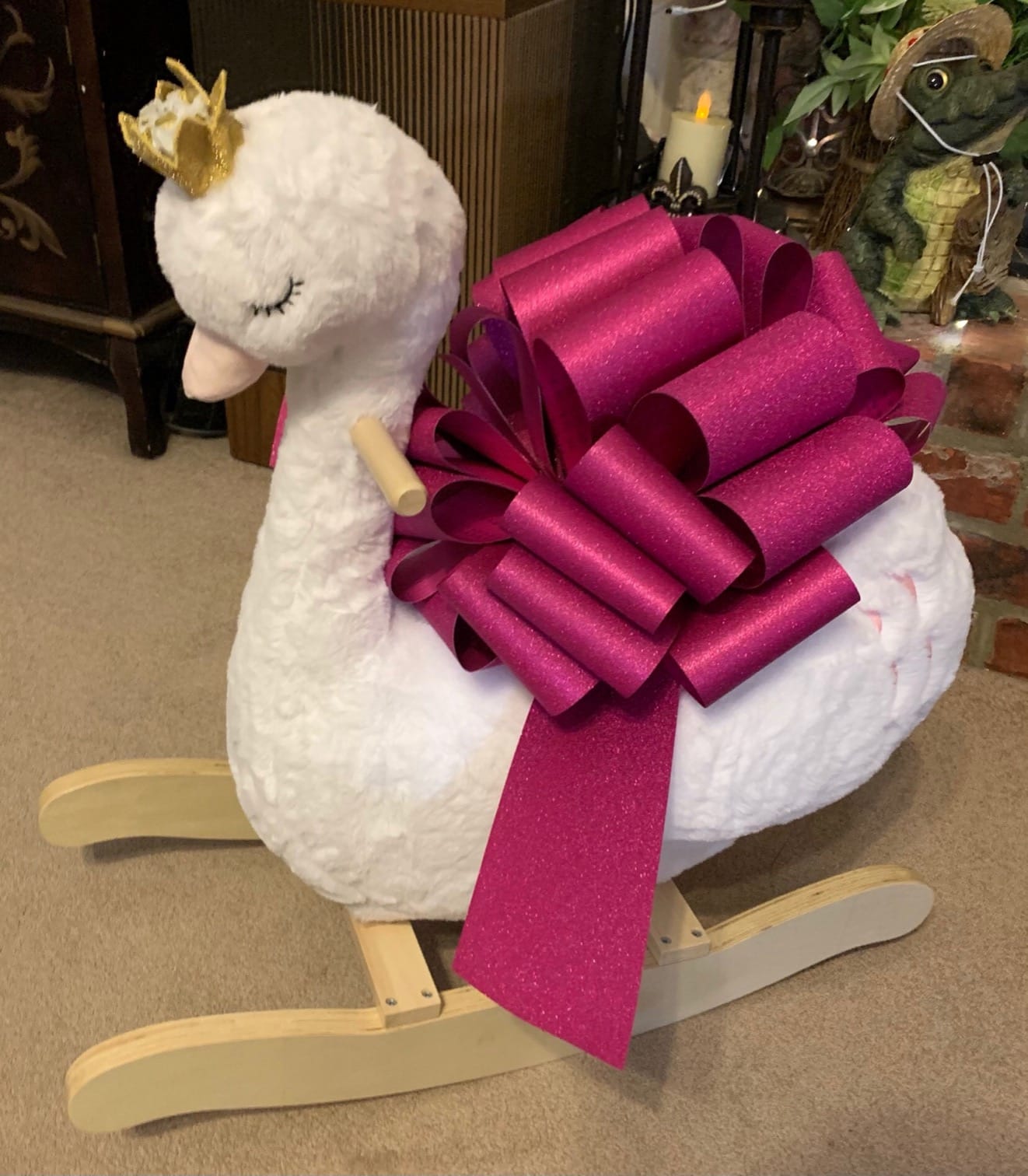 labebe Kids Rocking Horse White Swan, Stuffed Animal Wooden Rocker for Children 6 Months Boys and Girls/Nursery Christmas, Birthday Gift (Rocking Swan) customer photo 1