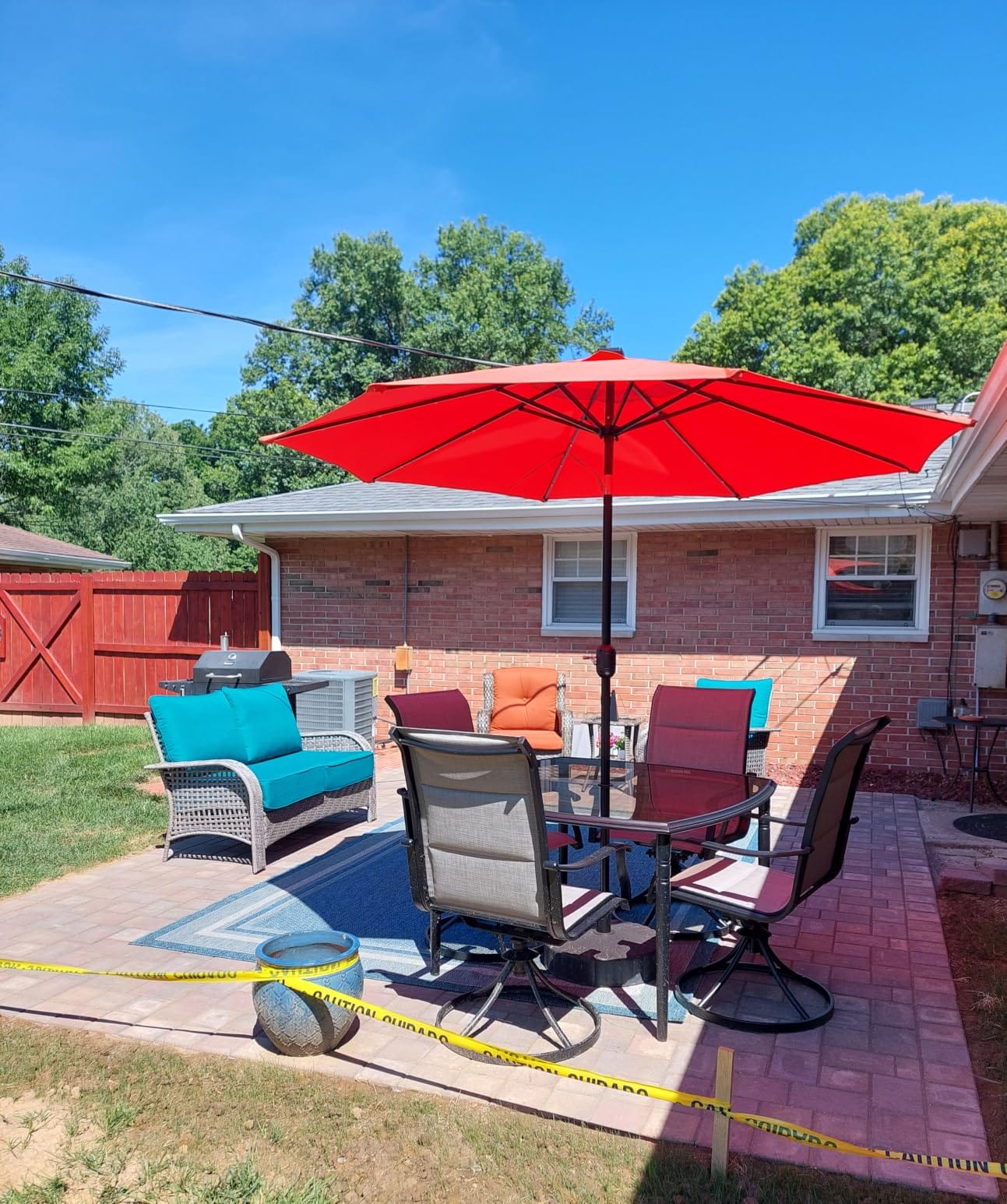 Sunnyglade 9' Solar LED Patio Umbrella, 8 Ribs, Tilt & Crank (Light Tan) | 9Ft Patio Umbrella with 24 Led Lights, Fade-resistant Canopy for Patio, Garden, Backyard, Poolside & Picnic Tables customer photo 1
