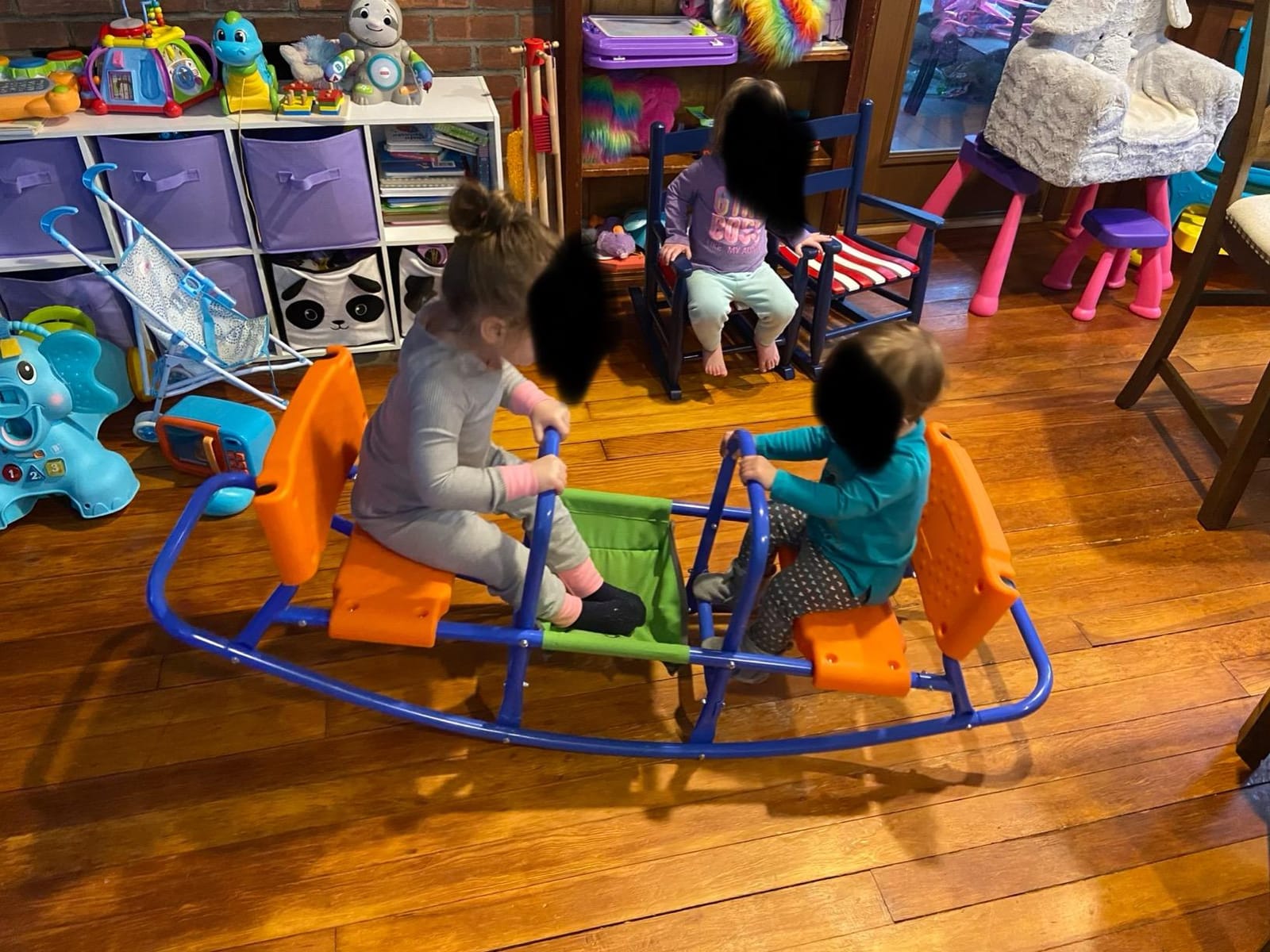 PLATPORTS Double Rocking Seesaw - 2-Seater Teeter Totter for Kids Ages 3-5 - Outdoor Ride-On Playground Toy for Two Children - Durable Steel Rocking Chair Seesaw for Backyard Fun customer photo 2