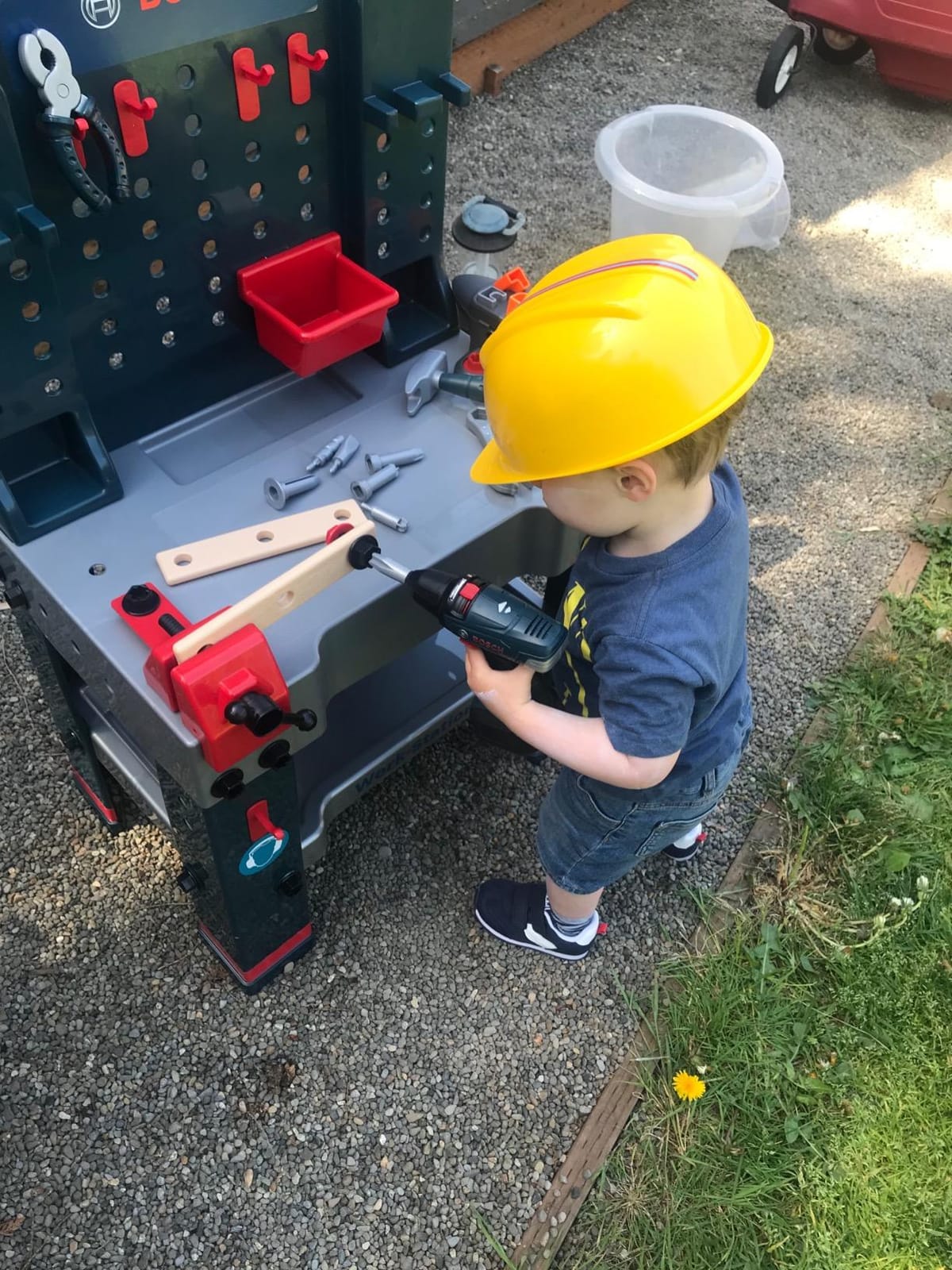 Klein Bosch Workstation Workbench - Kids Tool Set with Sounds | Includes battery-operated drill, belt sander and 75 pieces customer photo 1
