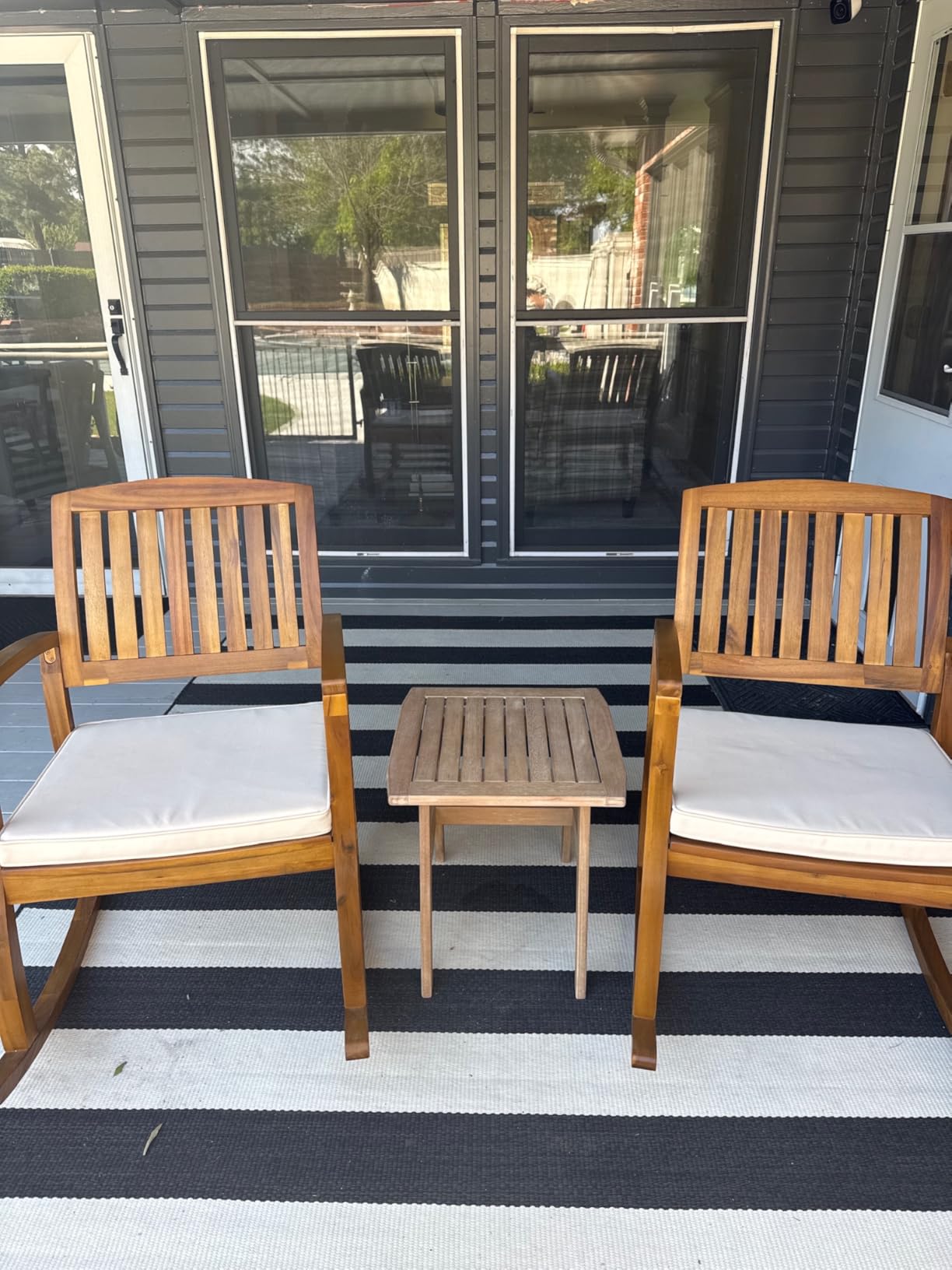 Christopher Knight Home Selma Acacia Rocking Chairs with Cushions, 2-Pcs Set, Teak Finish customer photo 2