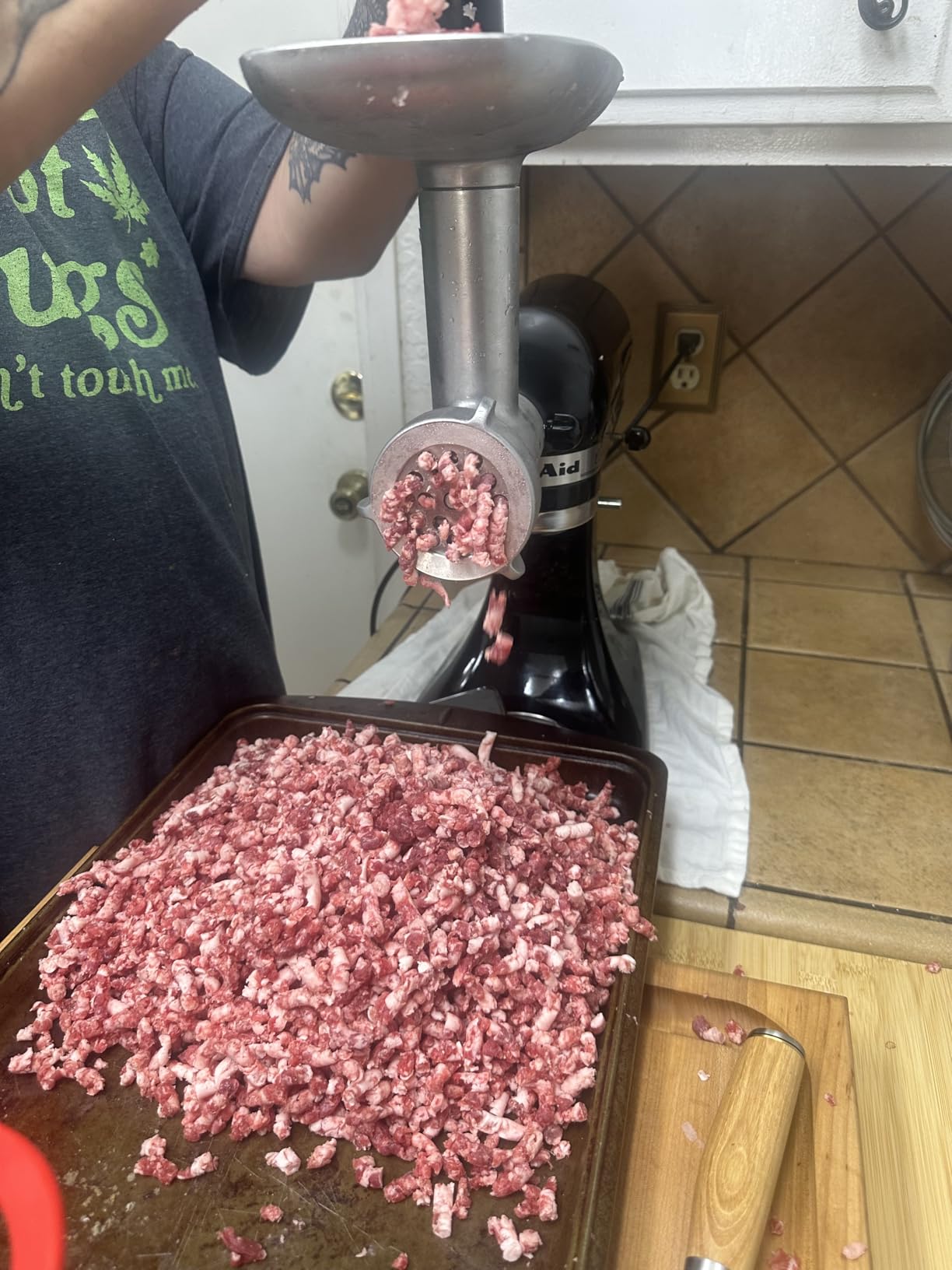KitchenAid KSMMGA Food Grinder Attachment for All KitchenAid Stand Mixers | Includes Food Tray-Pusher-Grinding Plates-Sausage Stuffer tubes and plate, Compatible with all KitchenAid Stand Mixers customer photo 2
