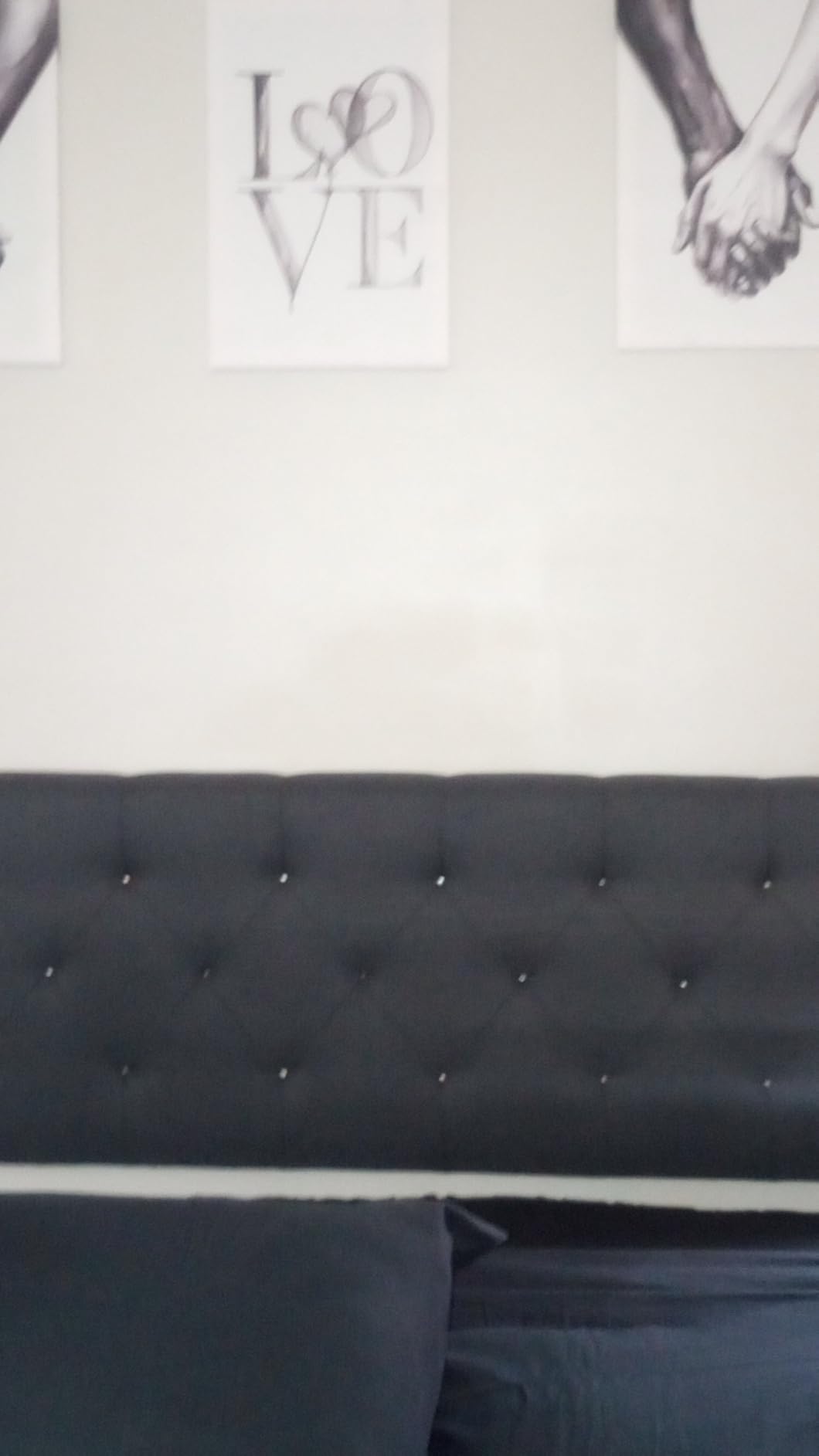 Lucid Mid-Rise Upholstered Headboard - Diamond Tufted - Padded Polyester - Adjustable Height from 34 to 46 Inches - Easy Assembly - Bed Frame or Wall Mount - Sturdy - Stone - King / Cal King Size customer photo 1