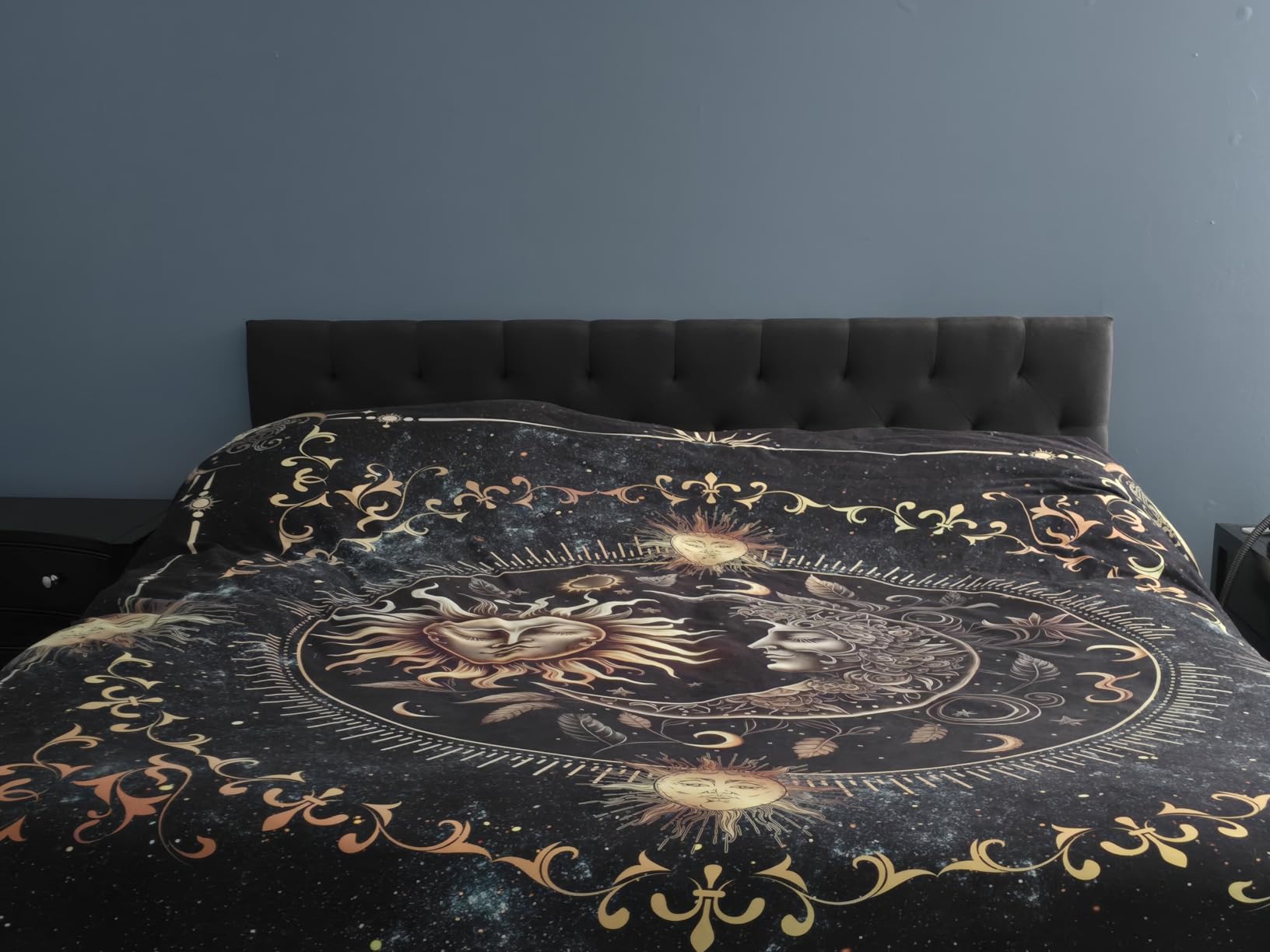 Lucid Mid-Rise Upholstered Headboard - Diamond Tufted - Padded Polyester - Adjustable Height from 34 to 46 Inches - Easy Assembly - Bed Frame or Wall Mount - Sturdy - Stone - King / Cal King Size customer photo 2