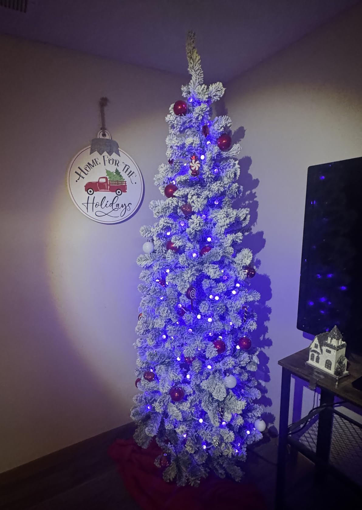 Best Choice Products Flocked Pencil Christmas Tree, Unlit Slim Artificial Holiday Decoration, 6ft Skinny Snowy Appearance w/Base customer photo 1