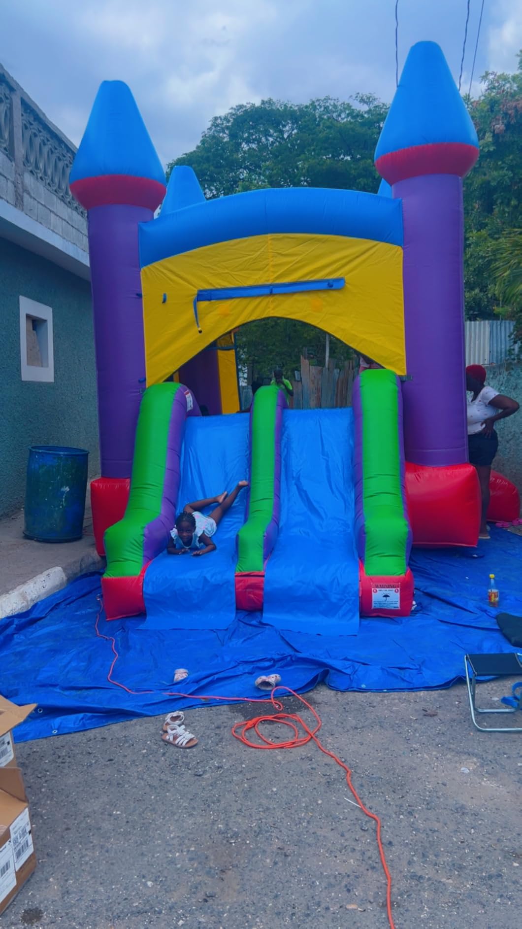 HeroKiddo 26x14 Jelly Bean Commercial Inflatable Bouncer Dual Slide Pool | 100% Commercial Reinforced PVC, 3 in 1 Bounce House Dual Slide with Pool, 360 Degree Visibility Wet & Dry Use for Backyard customer photo 1