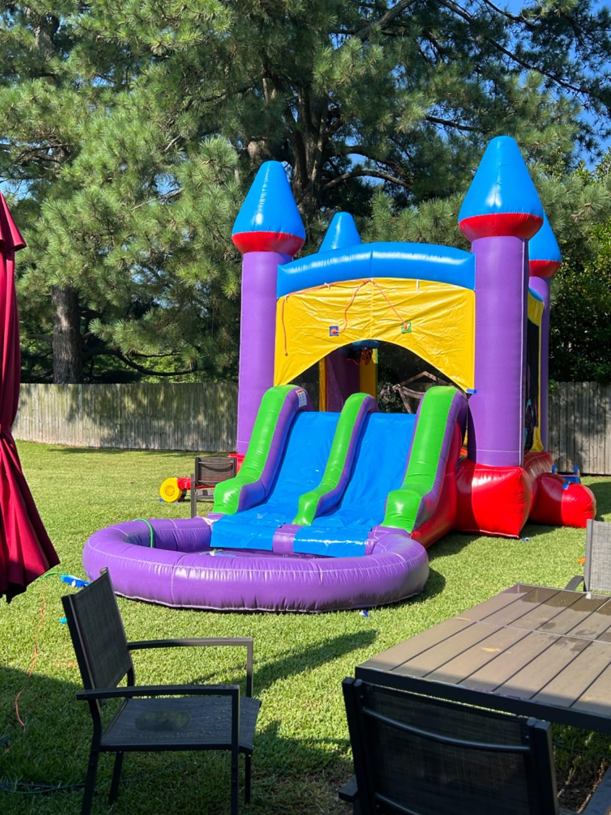 HeroKiddo 26x14 Jelly Bean Commercial Inflatable Bouncer Dual Slide Pool | 100% Commercial Reinforced PVC, 3 in 1 Bounce House Dual Slide with Pool, 360 Degree Visibility Wet & Dry Use for Backyard customer photo 2