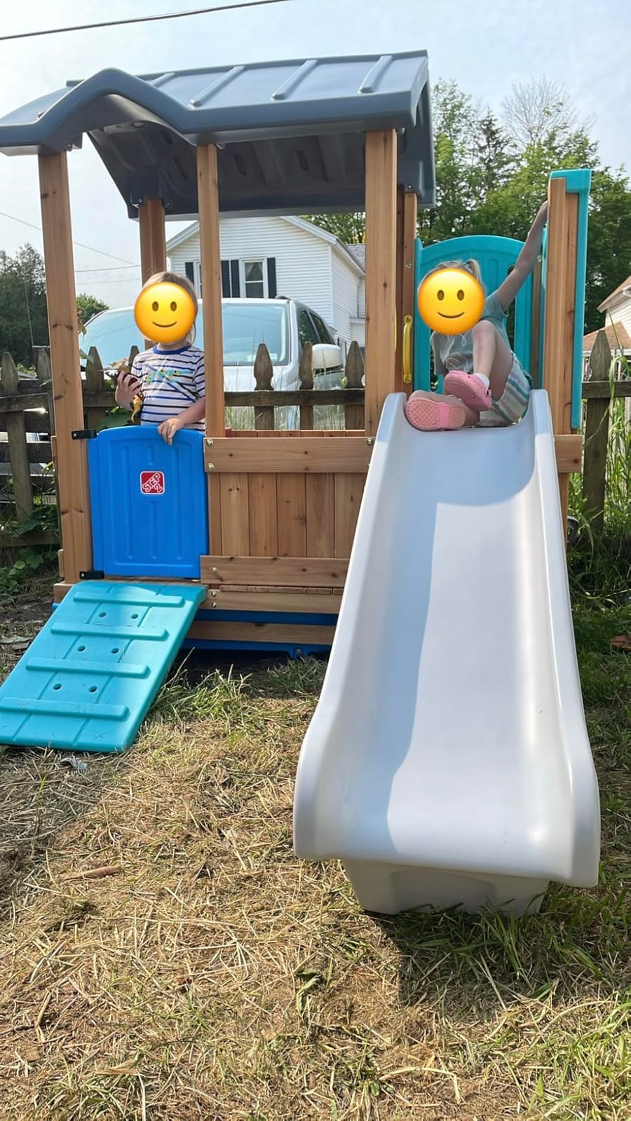 Step2 Woodland Adventure Playhouse & Slide, Kids Outdoor Playset, Backyard Playground Set, Swings, Storage Drawer, Made of Wood & Durable Plastic, Outside Jungle Gym, for Children 3-8 Years Old customer photo 2