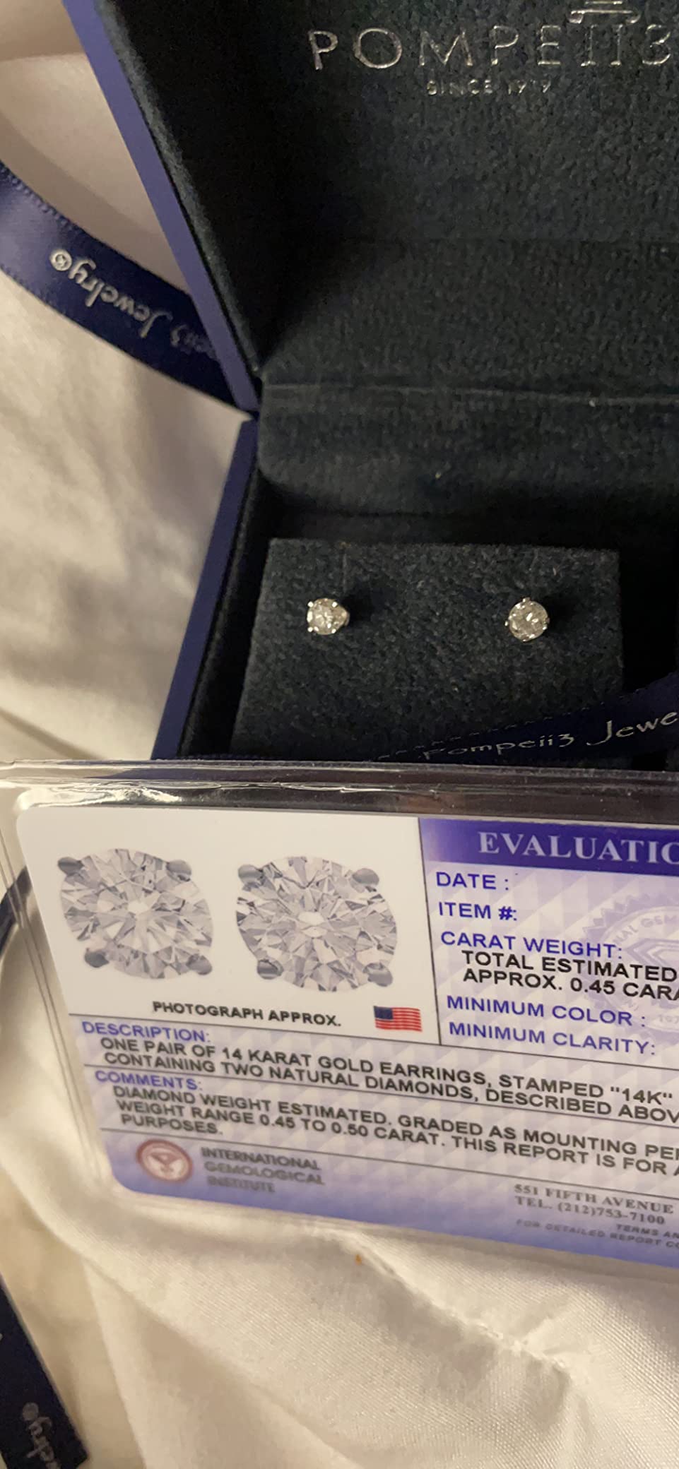 Pompeii 1/2Ct Round Brilliant Cut Diamond Stud Earrings in 14K Gold Classic customer photo 2