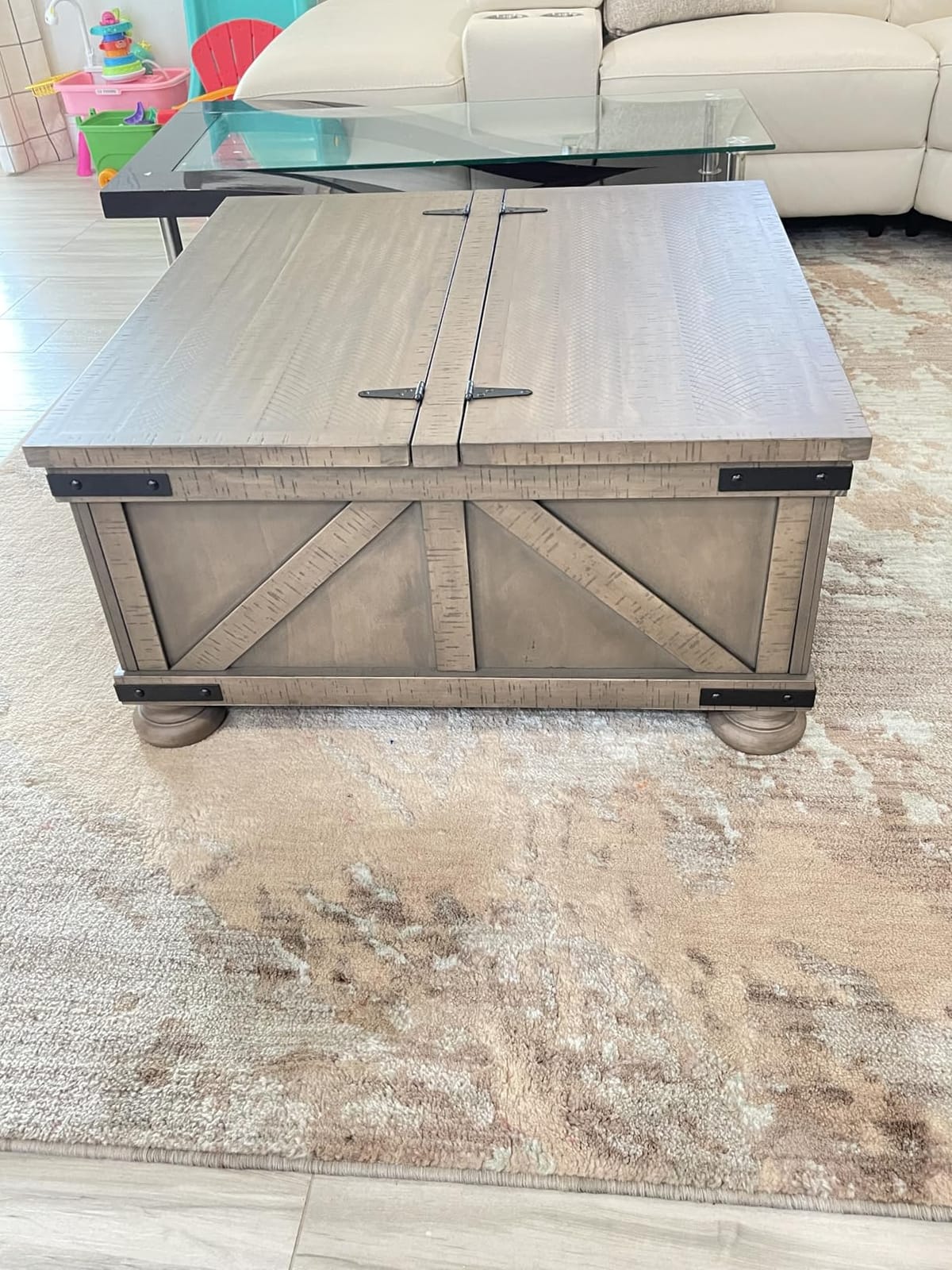 Signature Design by Ashley Valebeck Lift Top Coffee Table, Storage, Split-top Design, Wood, 36