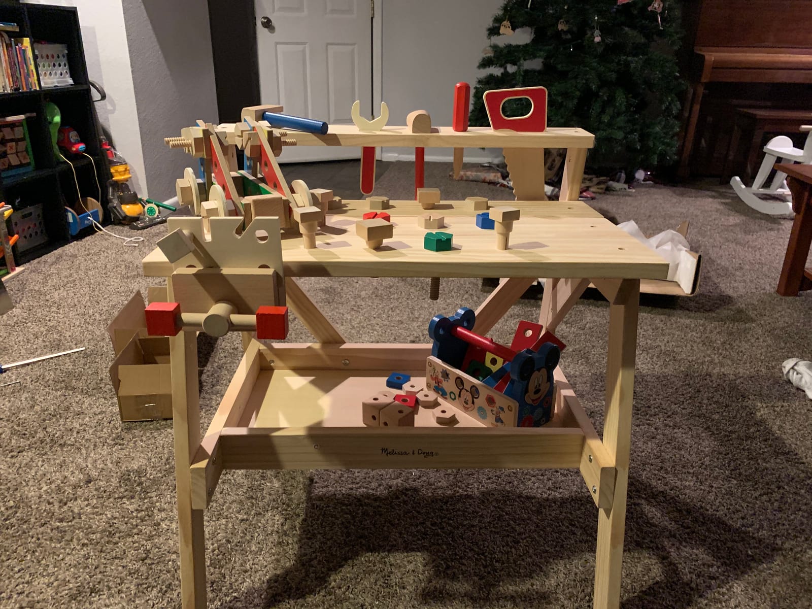 Melissa & Doug Wooden Project Workbench, 55-Piece Pretend Building Set | Includes 5 Wooden Tools & Vise customer photo 2