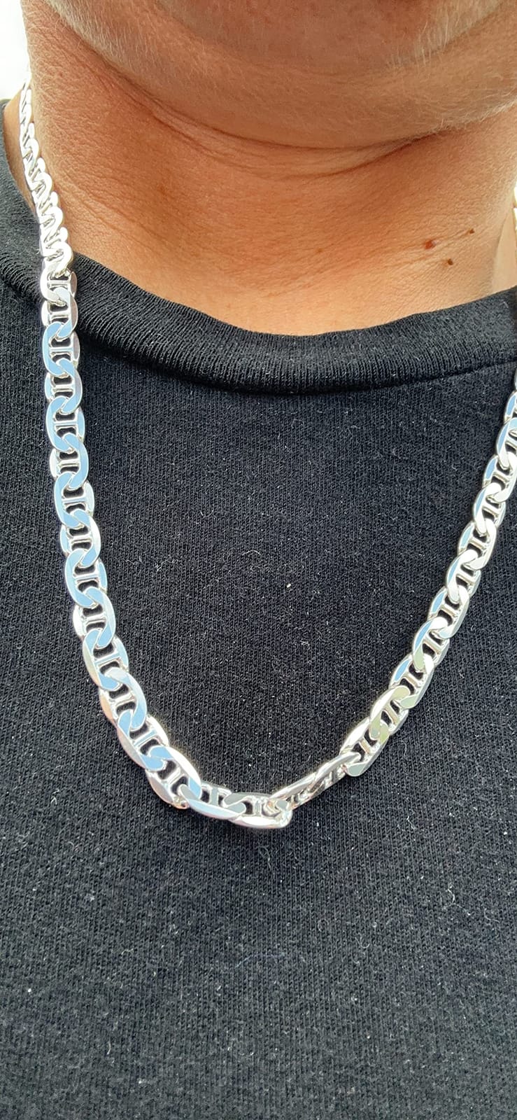 Italian 925 Sterling Silver 6mm Mariner Link Chain Men Necklace customer photo 2
