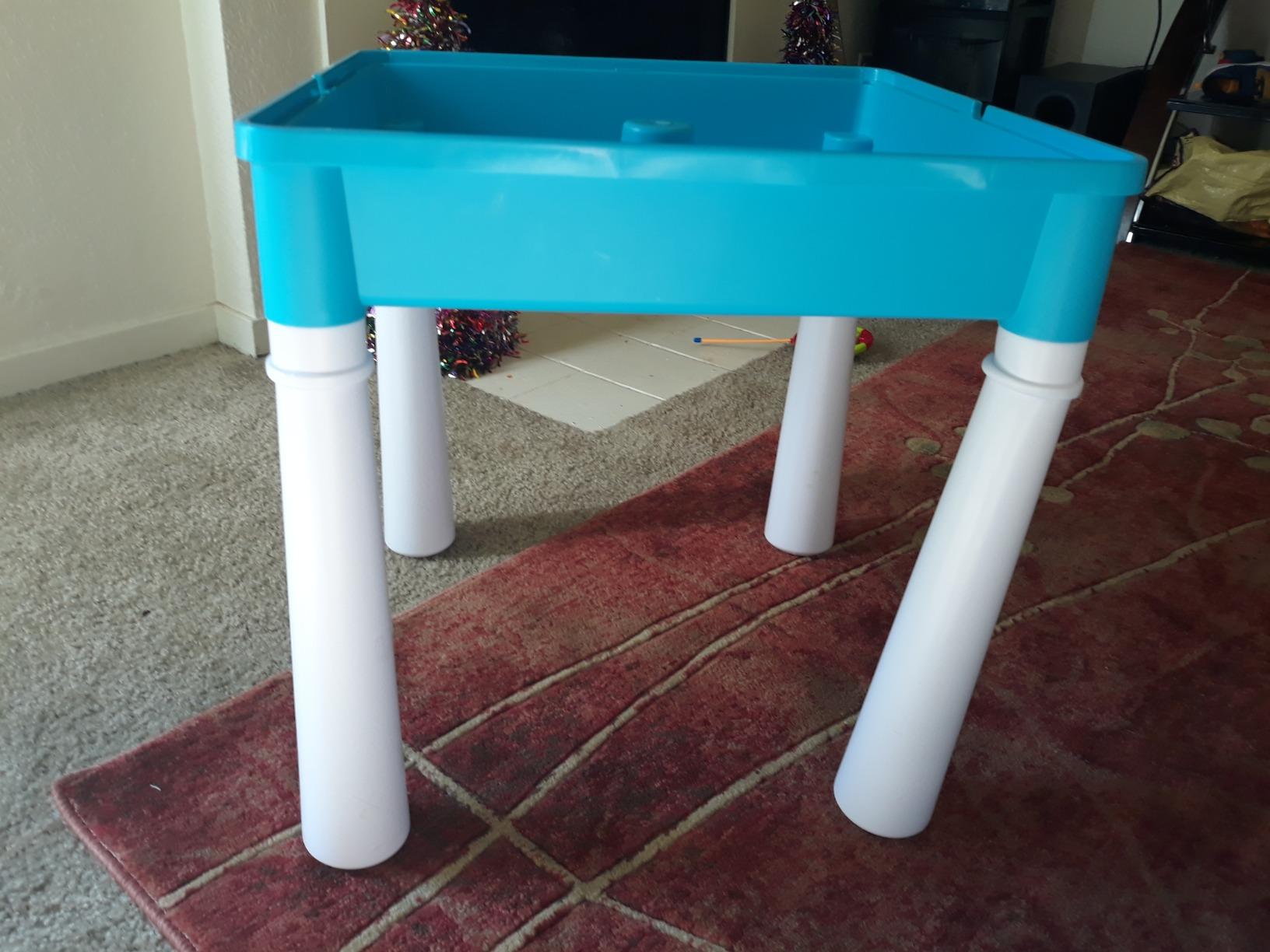 burgkidz Toddler Building Table Set: 1 Chair 128 Blocks Storage Box Blue | Leakproof top for sand/water. Sturdy ABS, smooth edges. 1 chair & 128 bricks. Ideal 3+ yrs indoor/outdoor. Great gift customer photo 2