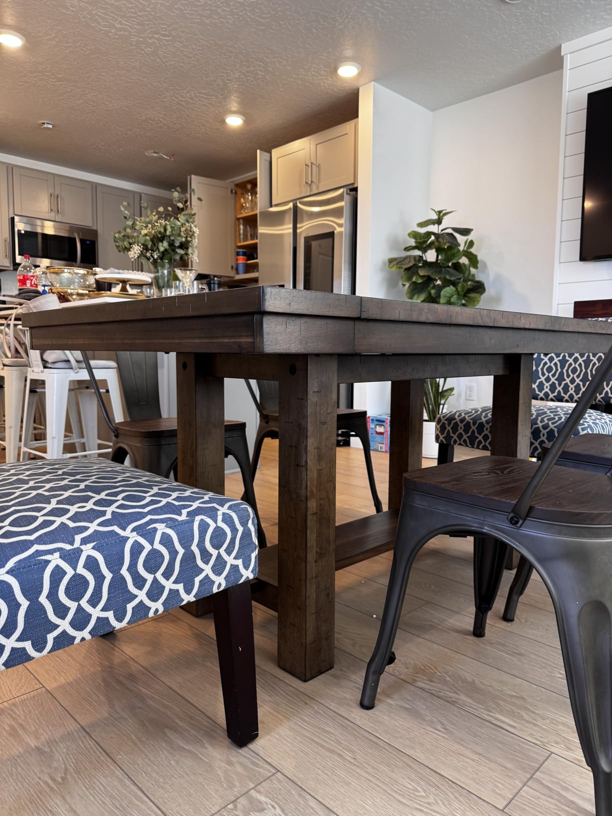 Signature Design by Ashley Moriville Rectangular Dining Extension Table, 2 Extension Leaves, Seats 8, 36 W x 86 D x 30.13 H, Wood & Acacia Veneer, Brown customer photo 2
