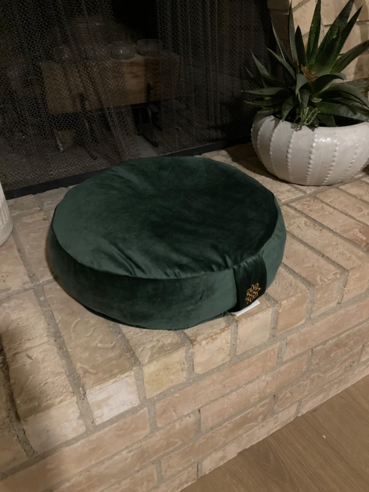 Mindful Modern Velvet Meditation Cushion | Luxe Zafu Yoga Floor Pillow Seat | Posture Support | Buckwheat Hull Filled | Large Round Cushion with Removable Washable Cover + Carry Handle customer photo 1